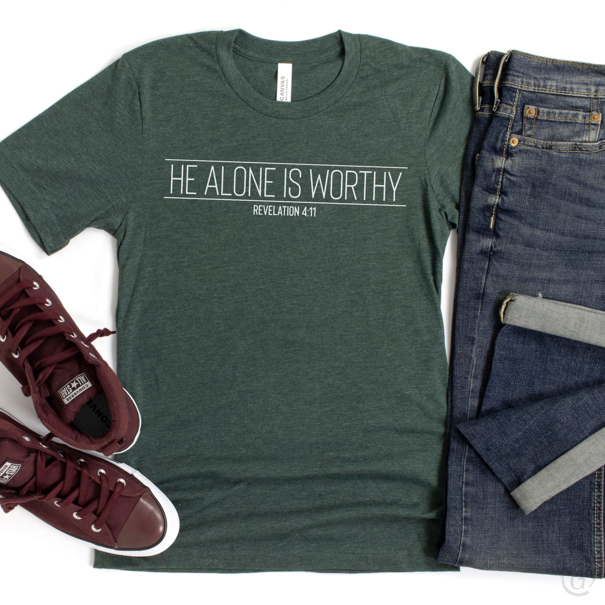 He Alone Is Worthy Revelation 4:11 Unisex Christian T-Shirt