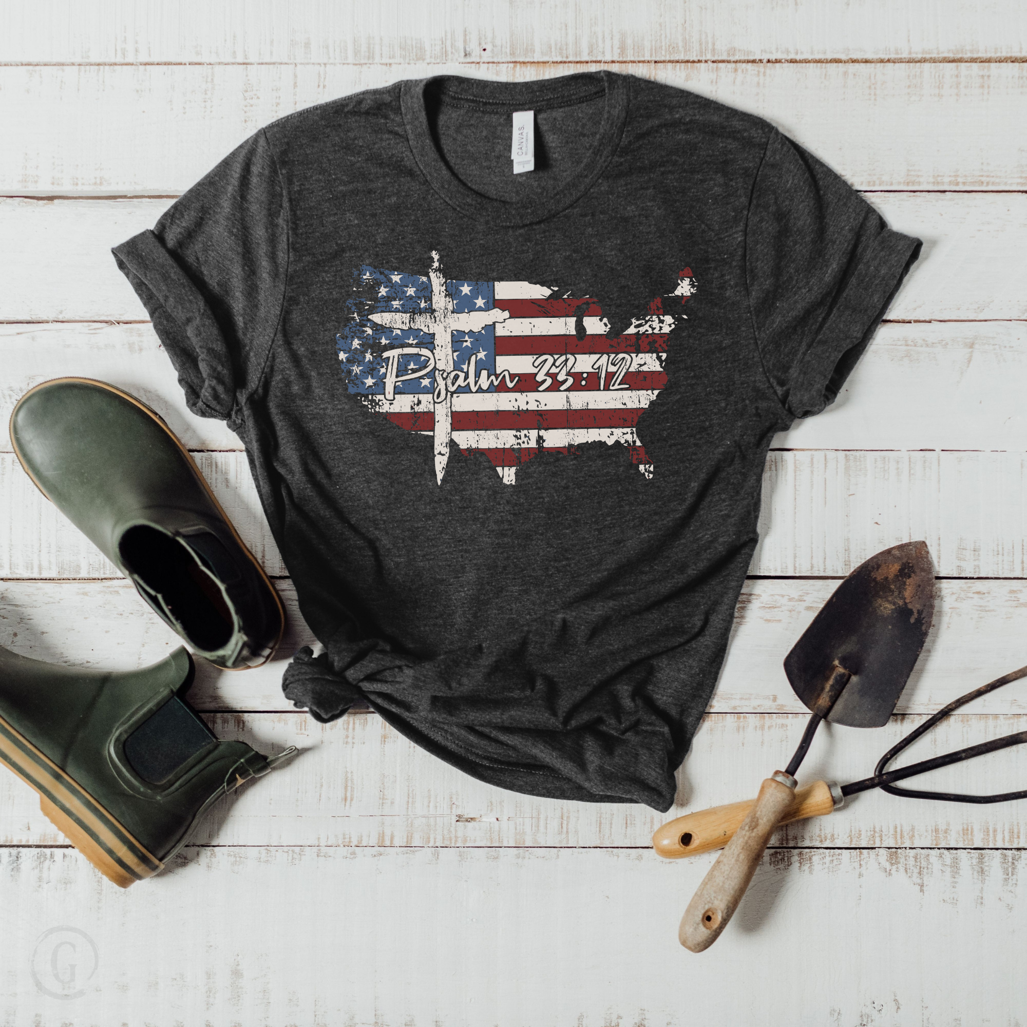 God & Country Psalm 33:12 Unisex Christian T-Shirt