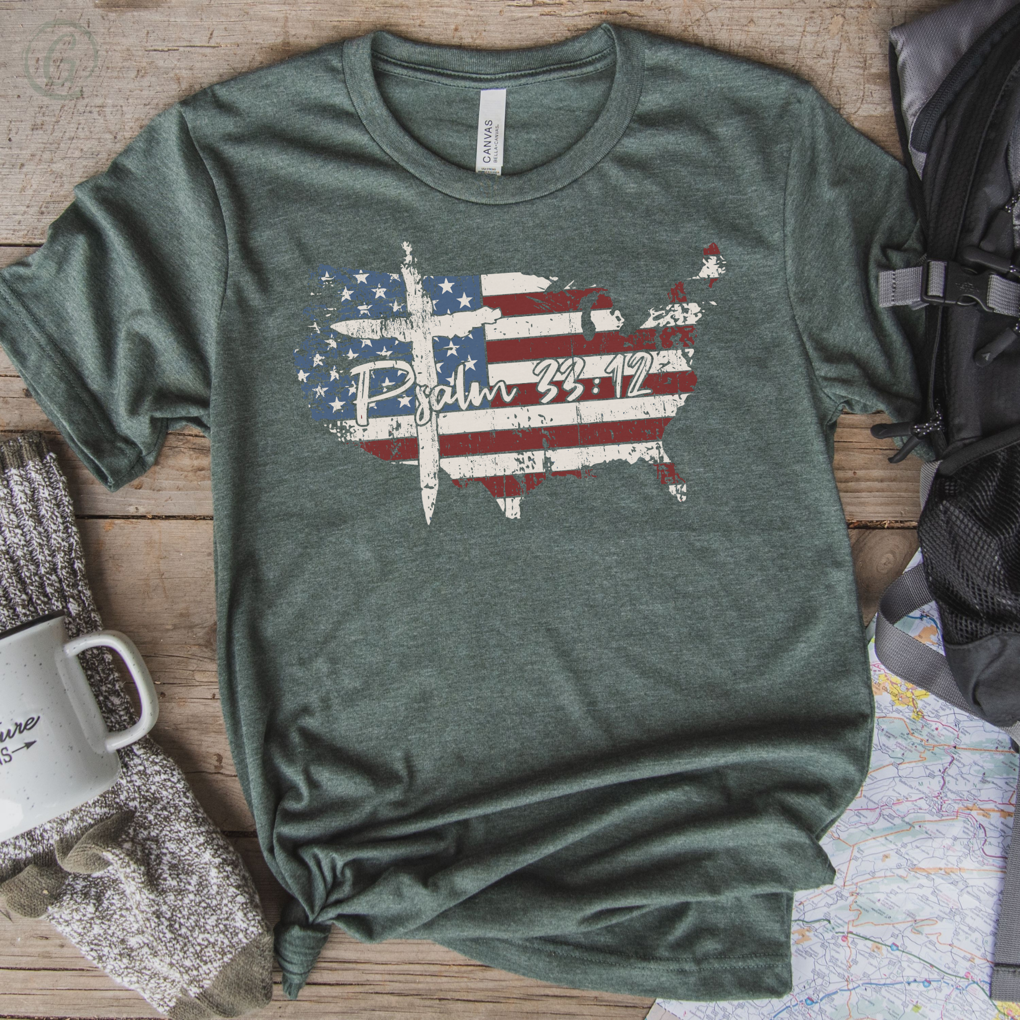 God & Country Psalm 33:12 Unisex Christian T-Shirt