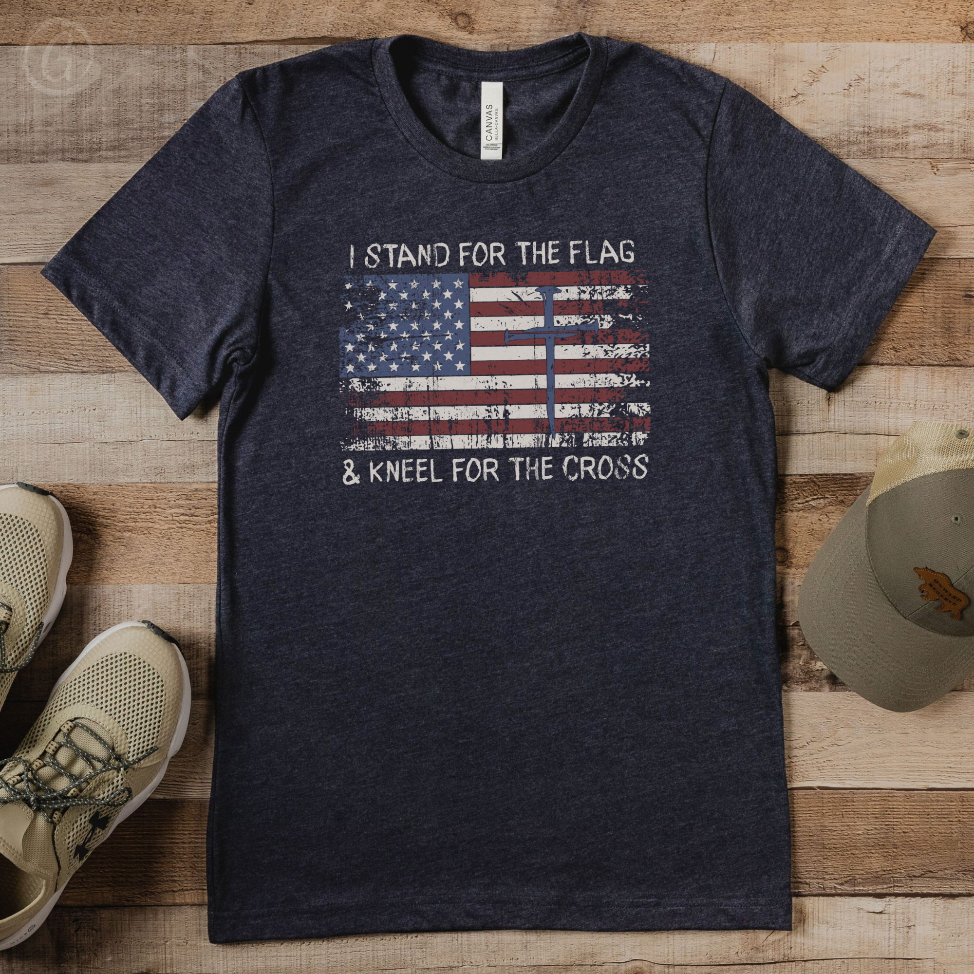 I Stand For The Flag & Kneel For The Cross Unisex Christian T-Shirt