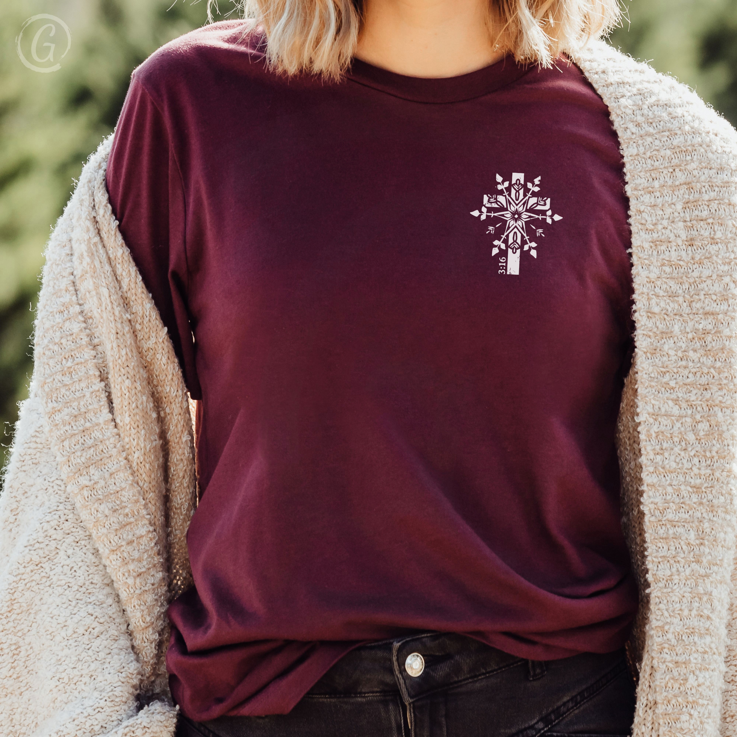 Snowflake Christmas Cross Unisex Christian T-Shirt