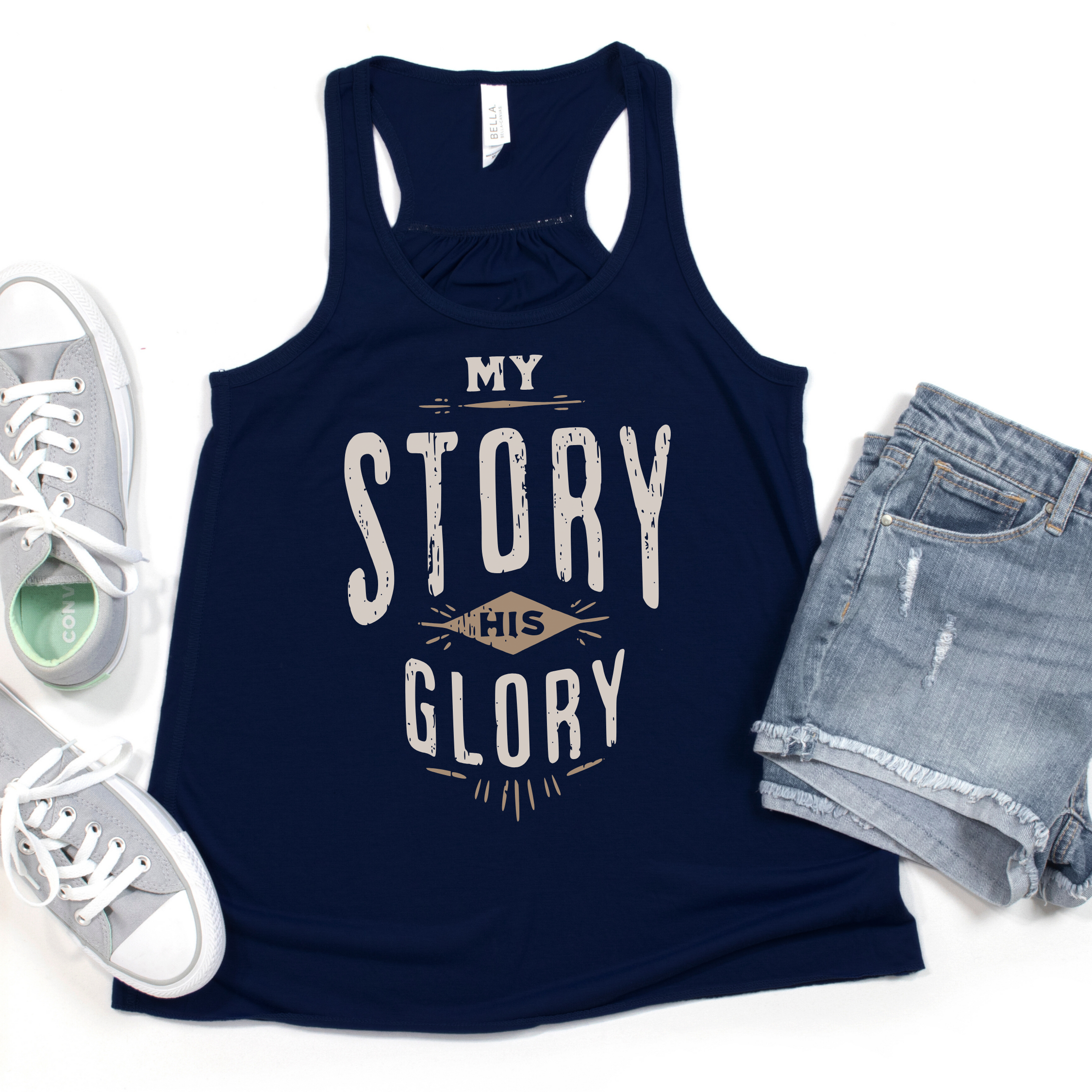 My Story His Glory Women’s Flowy Racerback Christian Tank