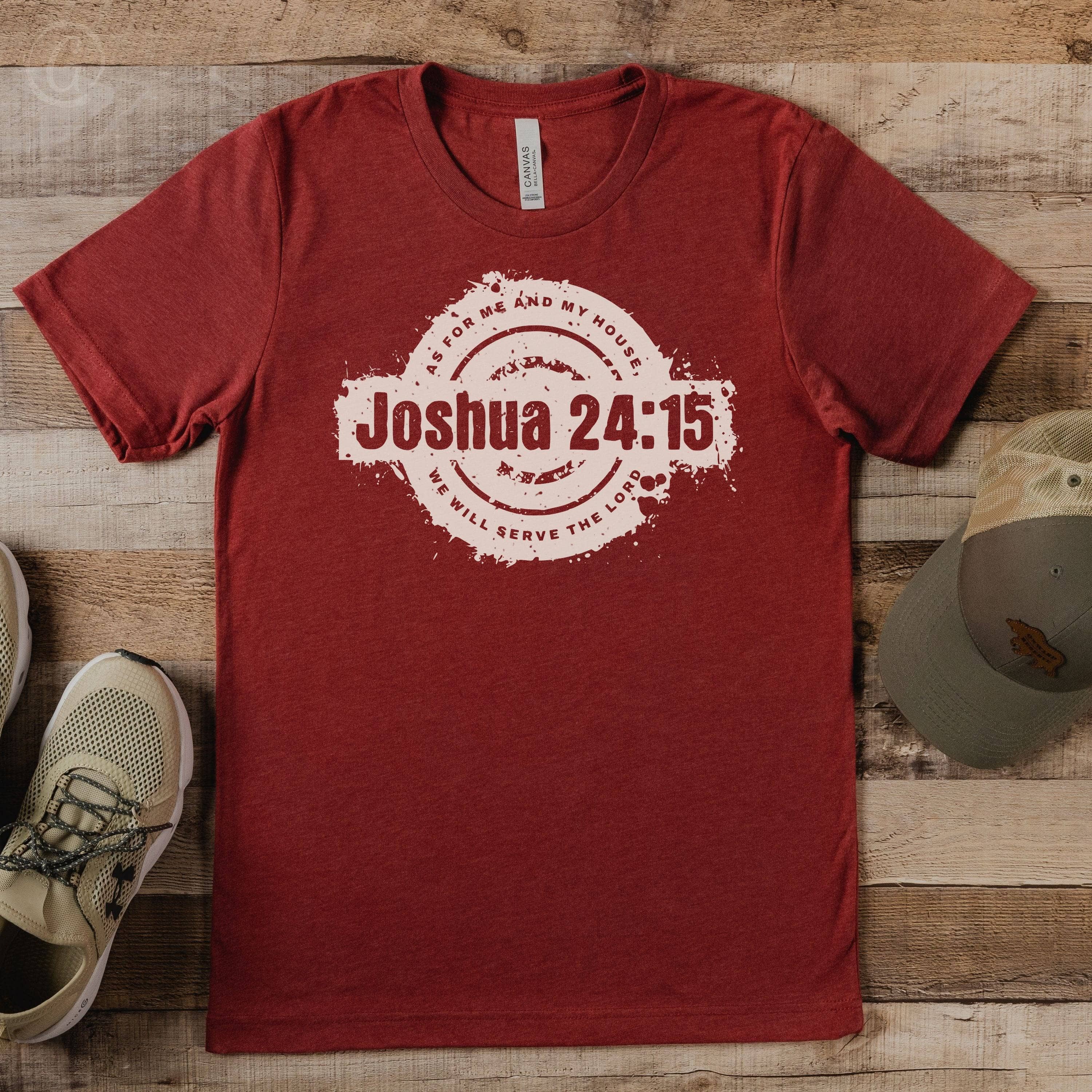 As For Me And My House We Will Serve The Lord Joshua 24:15 Unisex T-Shirt Heather Canvas Red
