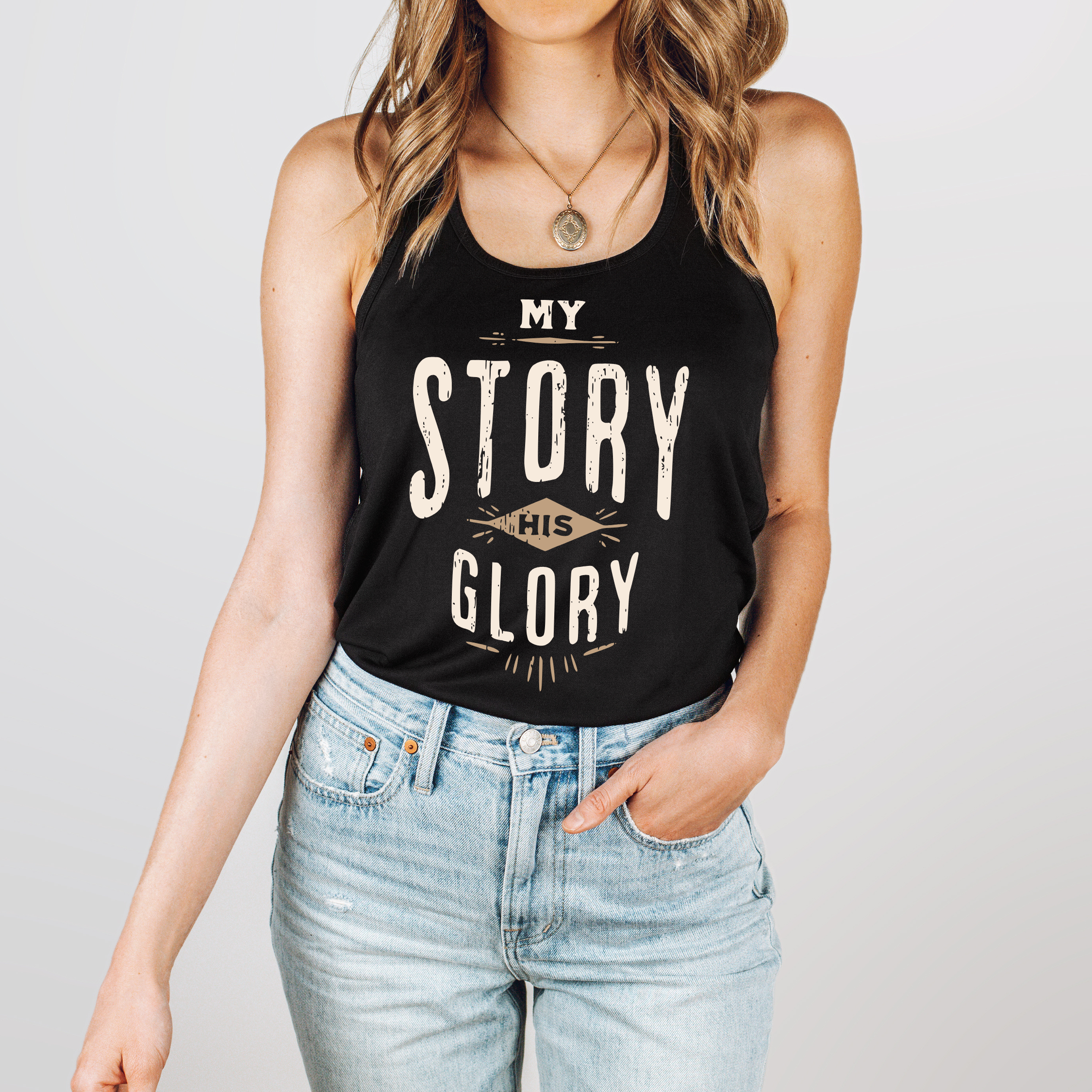 My Story His Glory Women’s Flowy Racerback Christian Tank