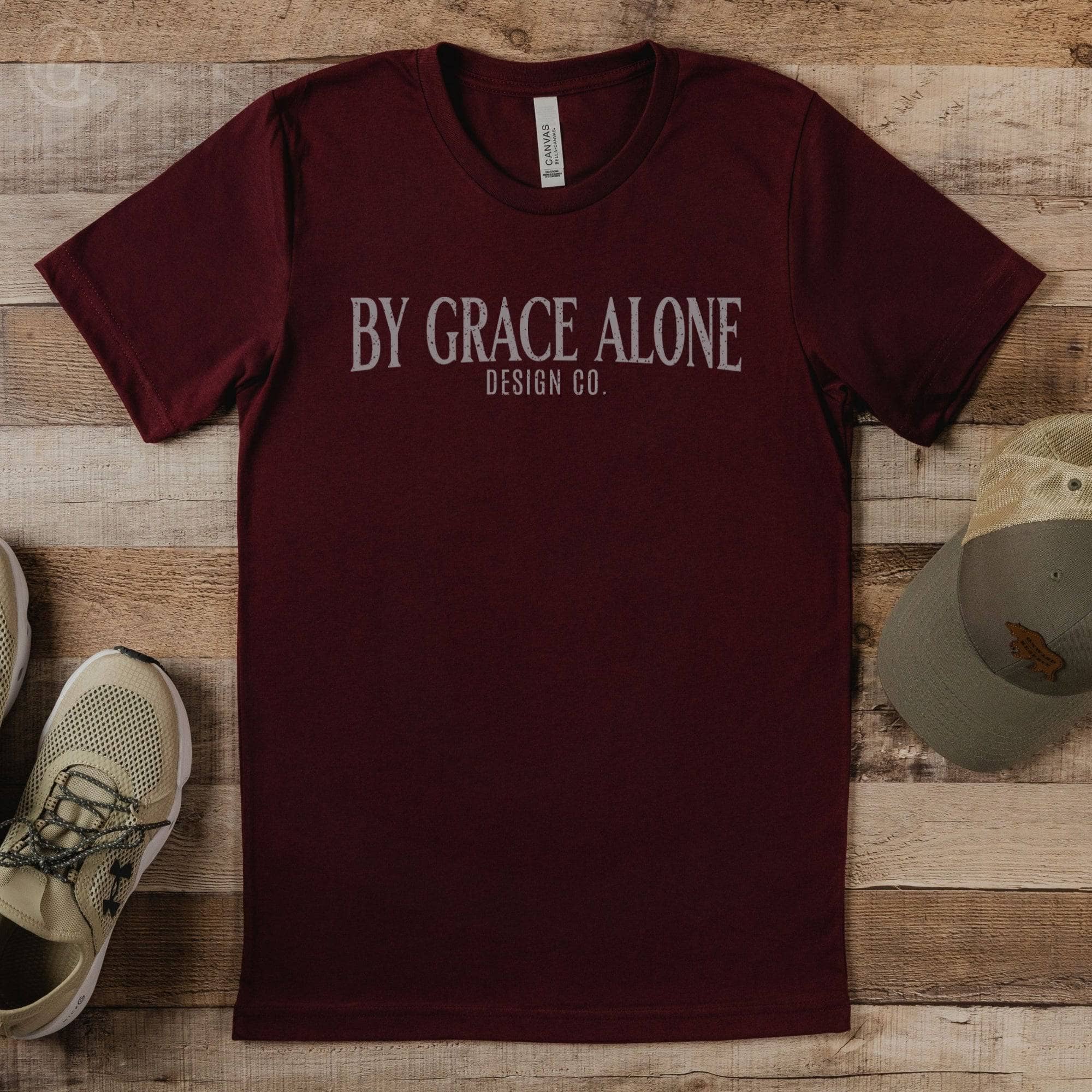 By Grace Alone Design Co. Logo Unisex T-Shirt Heathers Heather Cardinal
