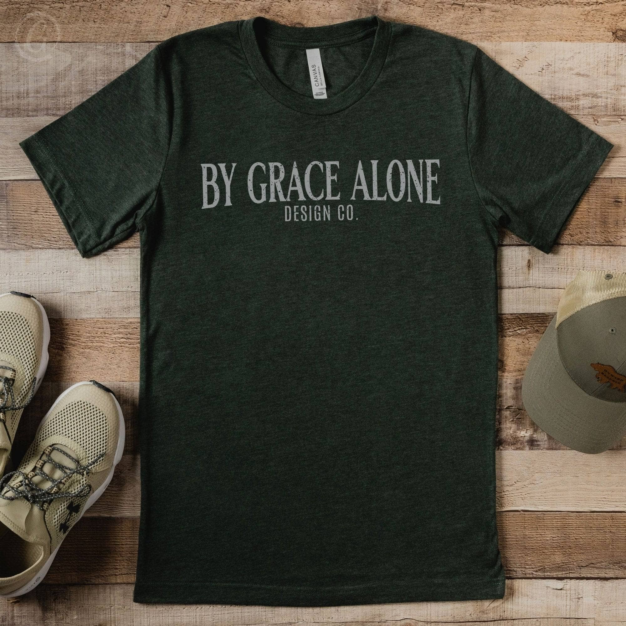 By Grace Alone Design Co. Logo Unisex T-Shirt Heathers Heather Forest