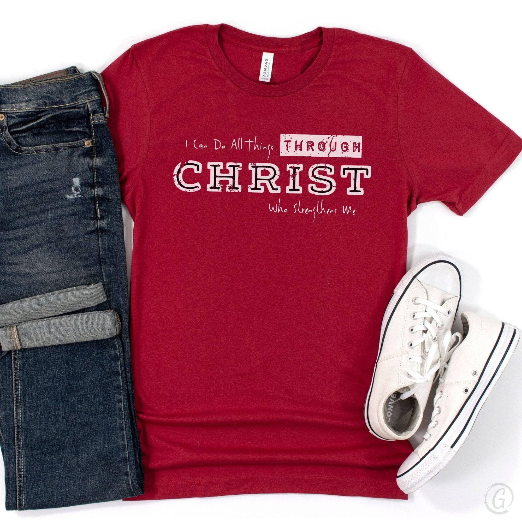 I Can Do All Things Through Christ Who Strengthens Me Philippians 4:11-13 Unisex T-Shirt Classics Cardinal