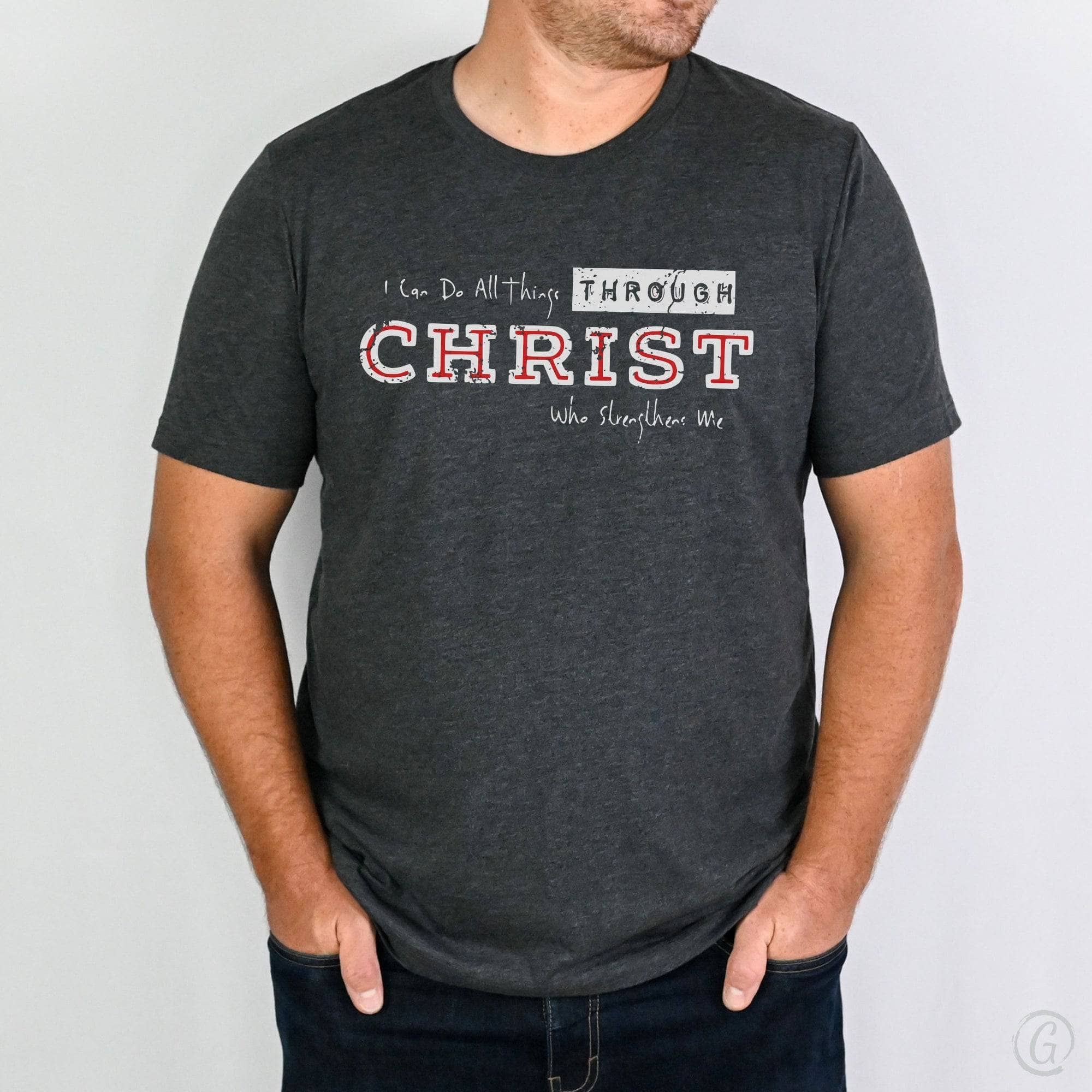 I Can Do All Things Through Christ Who Strengthens Me Philippians 4:11-13 Unisex T-Shirt Heathers Dark Grey Heather
