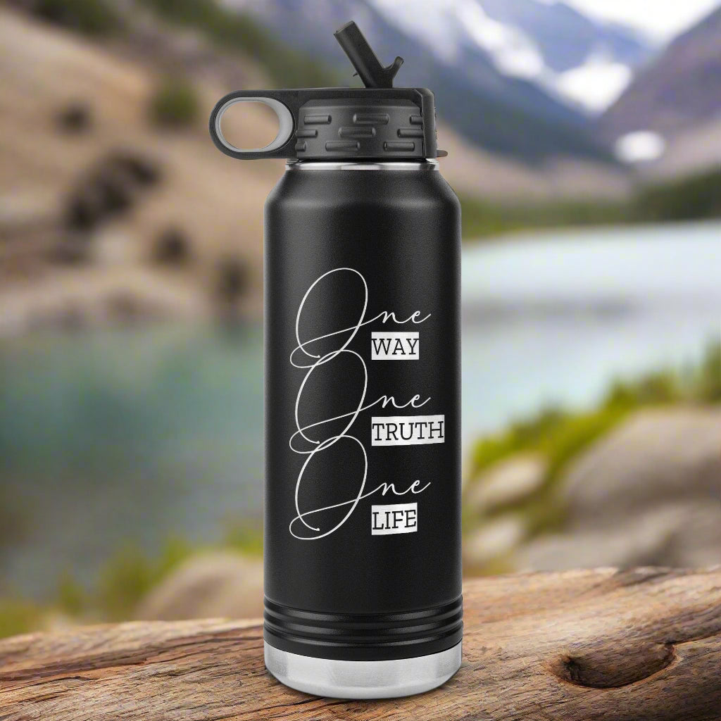 One Way One Truth One Life 32oz Insulated Water Bottle Black