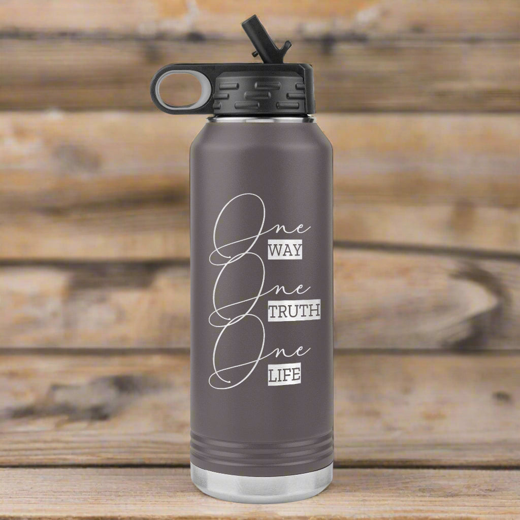 One Way One Truth One Life 32oz Insulated Water Bottle Pewter