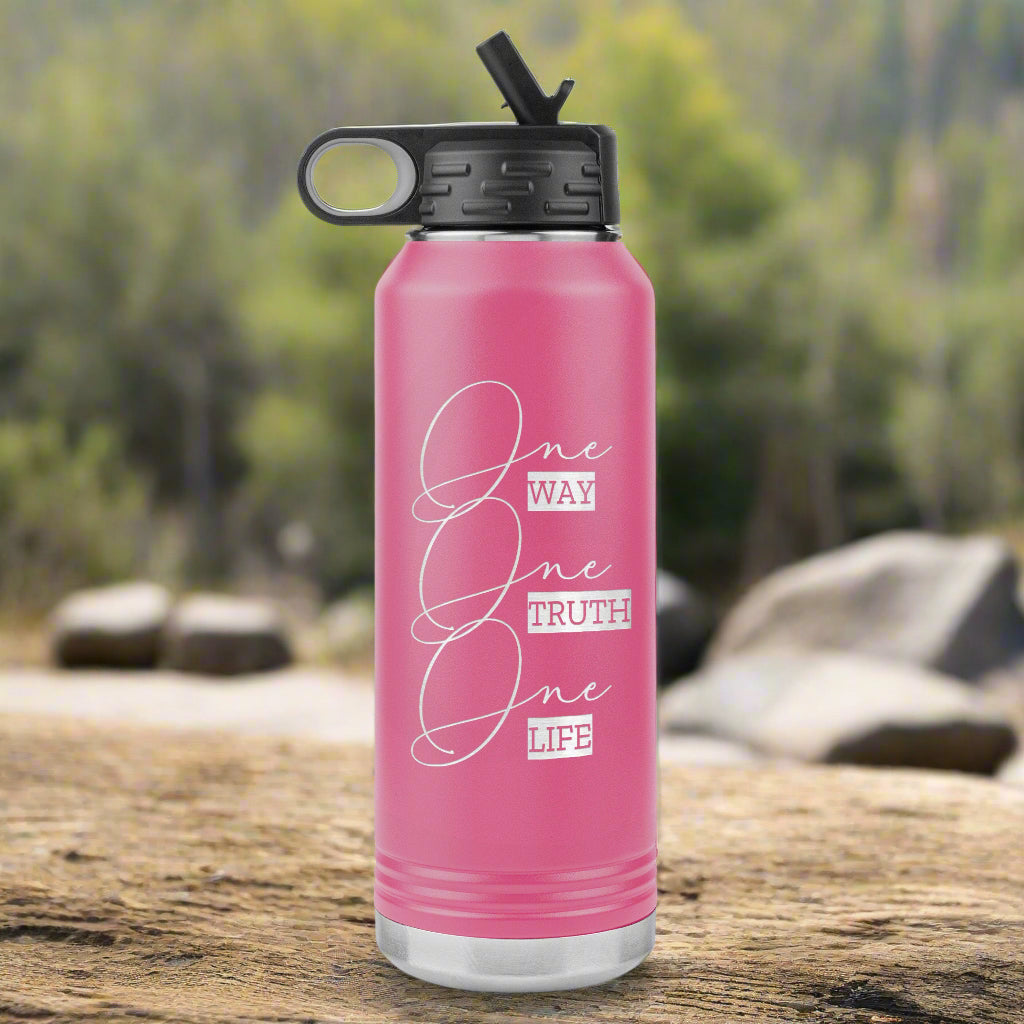 One Way One Truth One Life 32oz Insulated Water Bottle Pink