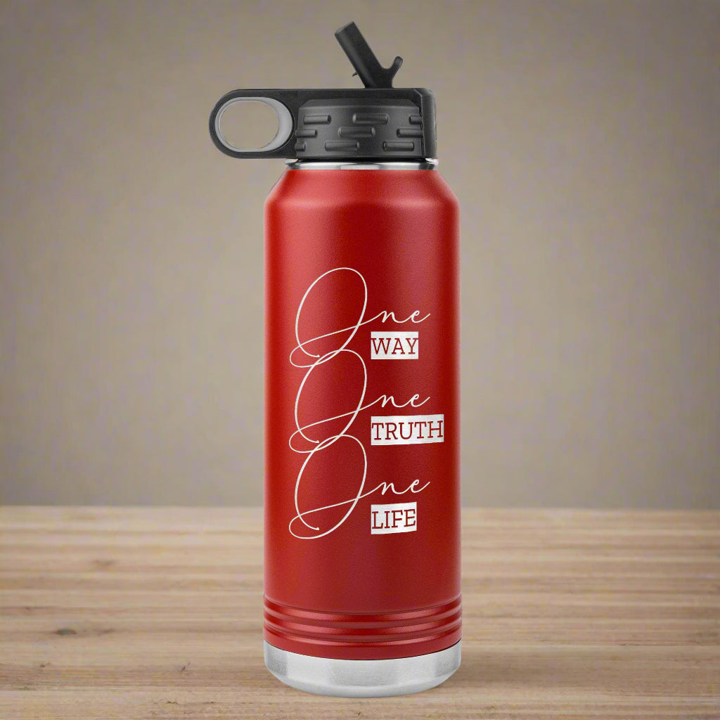 One Way One Truth One Life 32oz Insulated Water Bottle Red