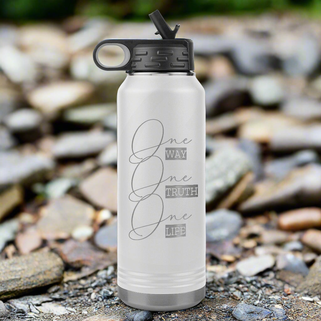 One Way One Truth One Life 32oz Insulated Water Bottle White