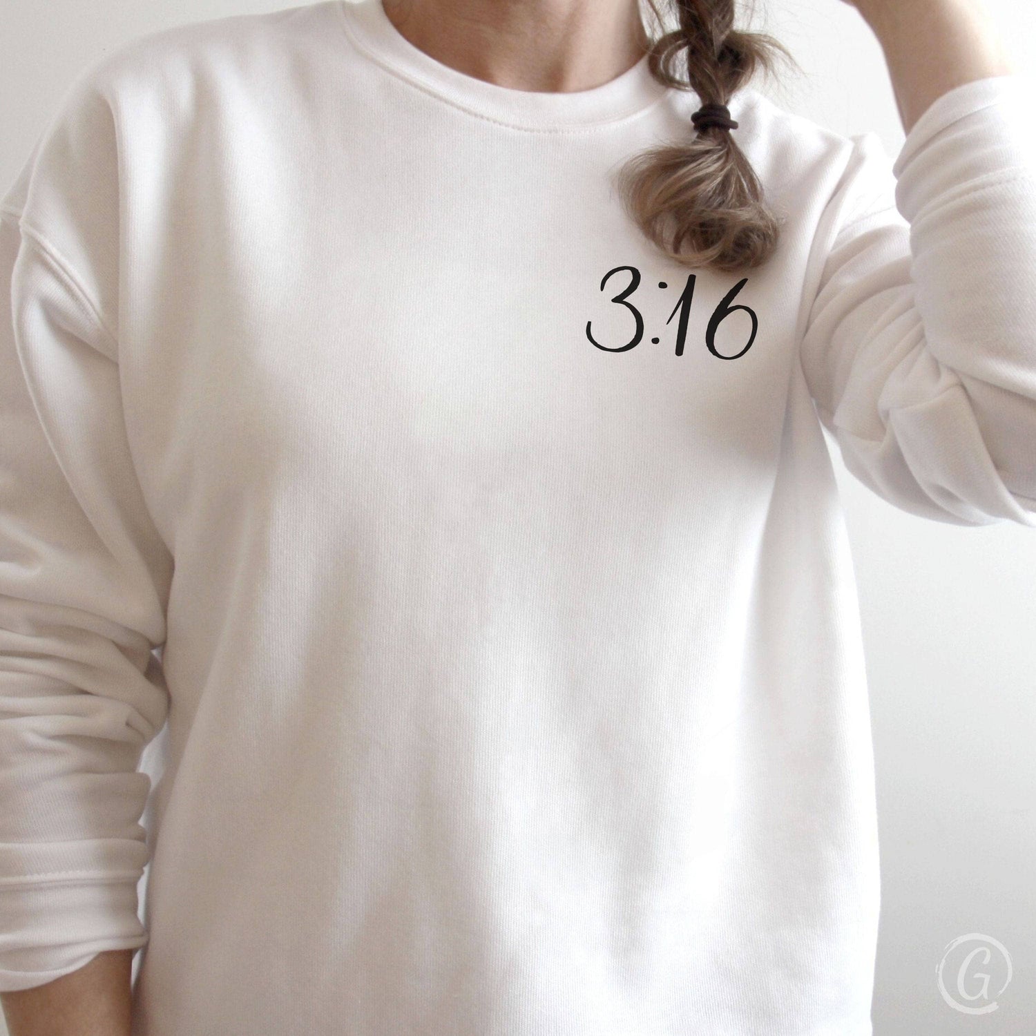 3:16 Premium Unisex Sweatshirt White