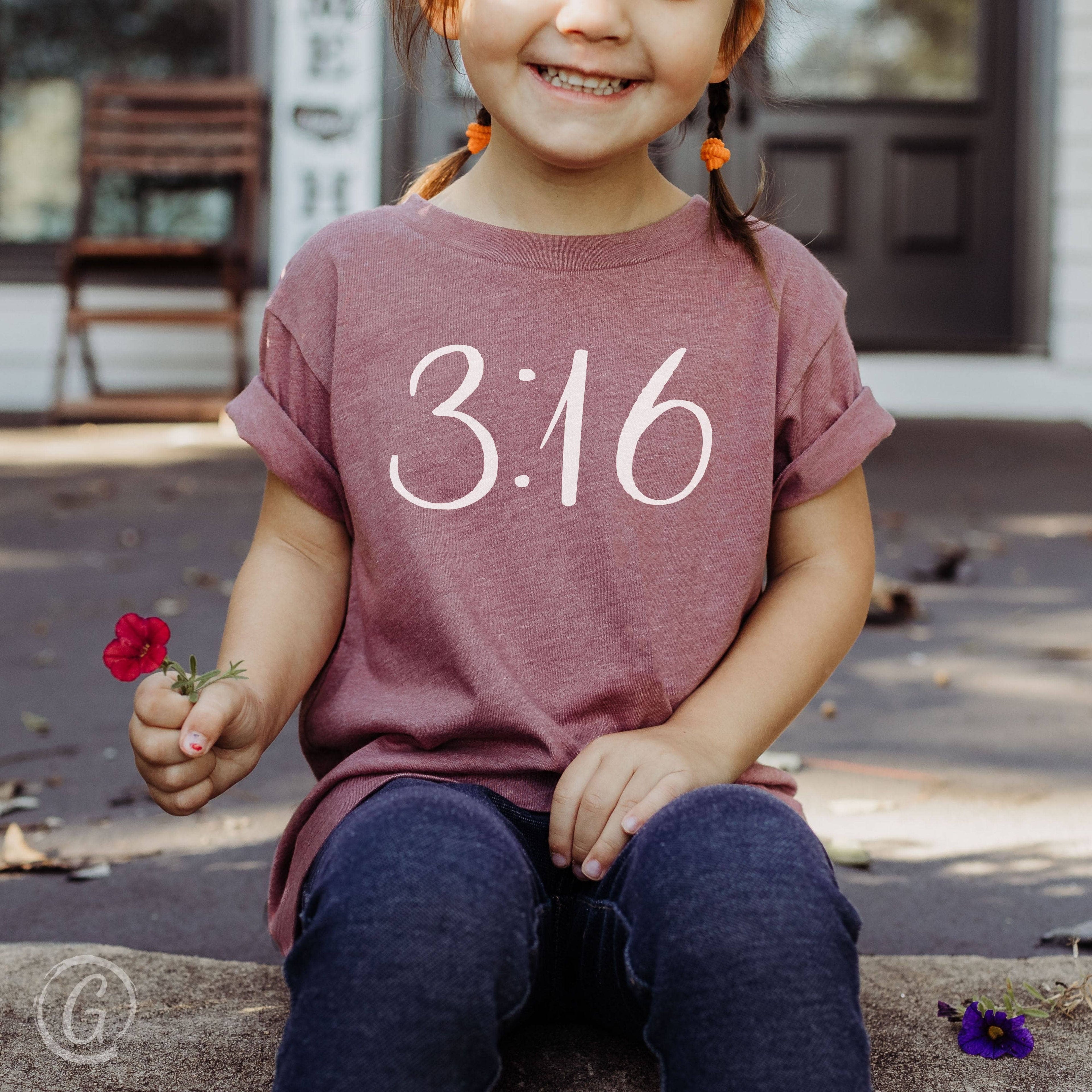 3:16 Unisex Toddler T-Shirt Heather Maroon