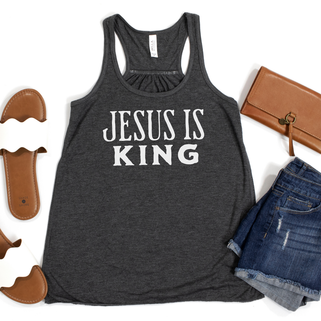 Jesus Is King Flowy Racerback Christian Tank Top