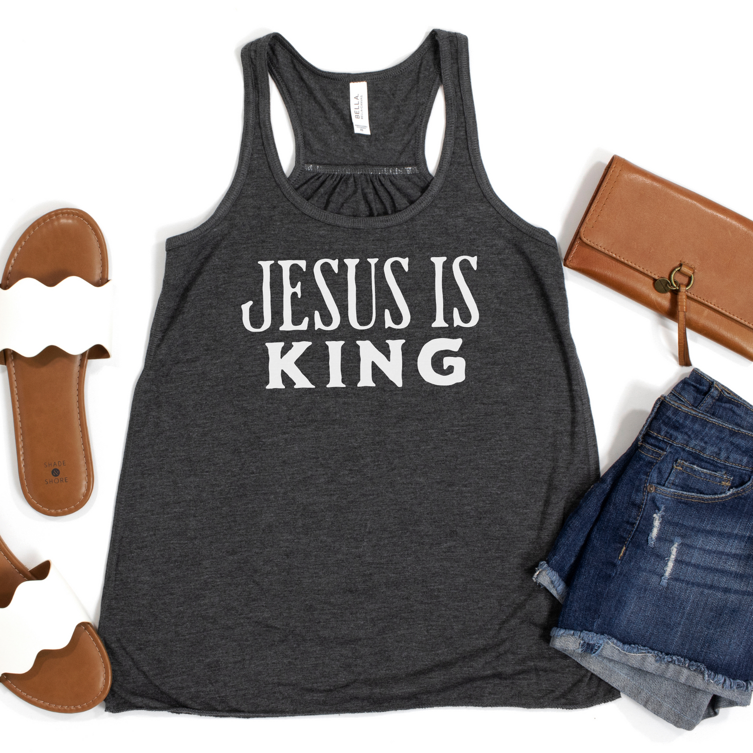 Jesus Is King Flowy Racerback Christian Tank Top
