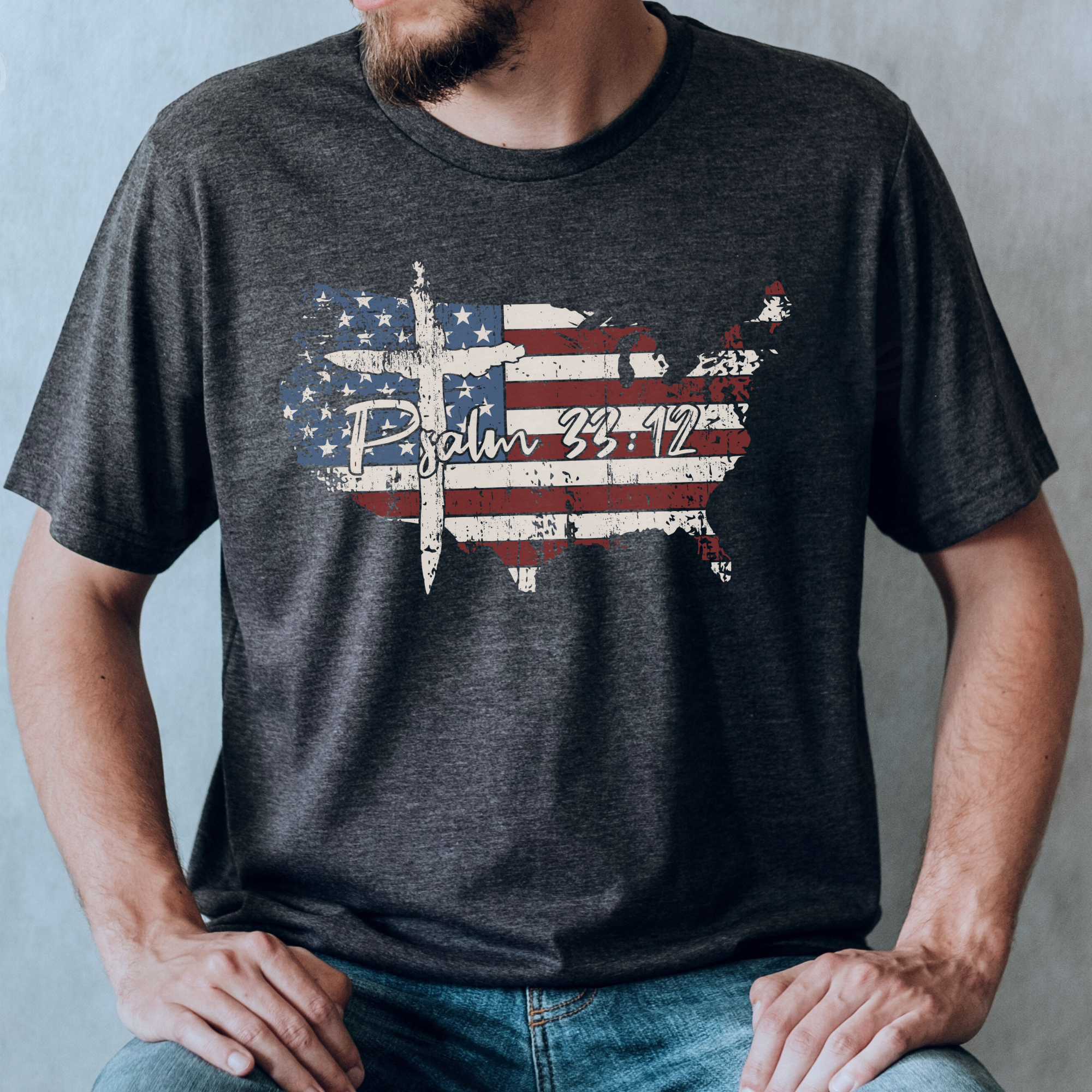 God &amp; Country Psalm 33:12 Unisex Christian T-Shirt