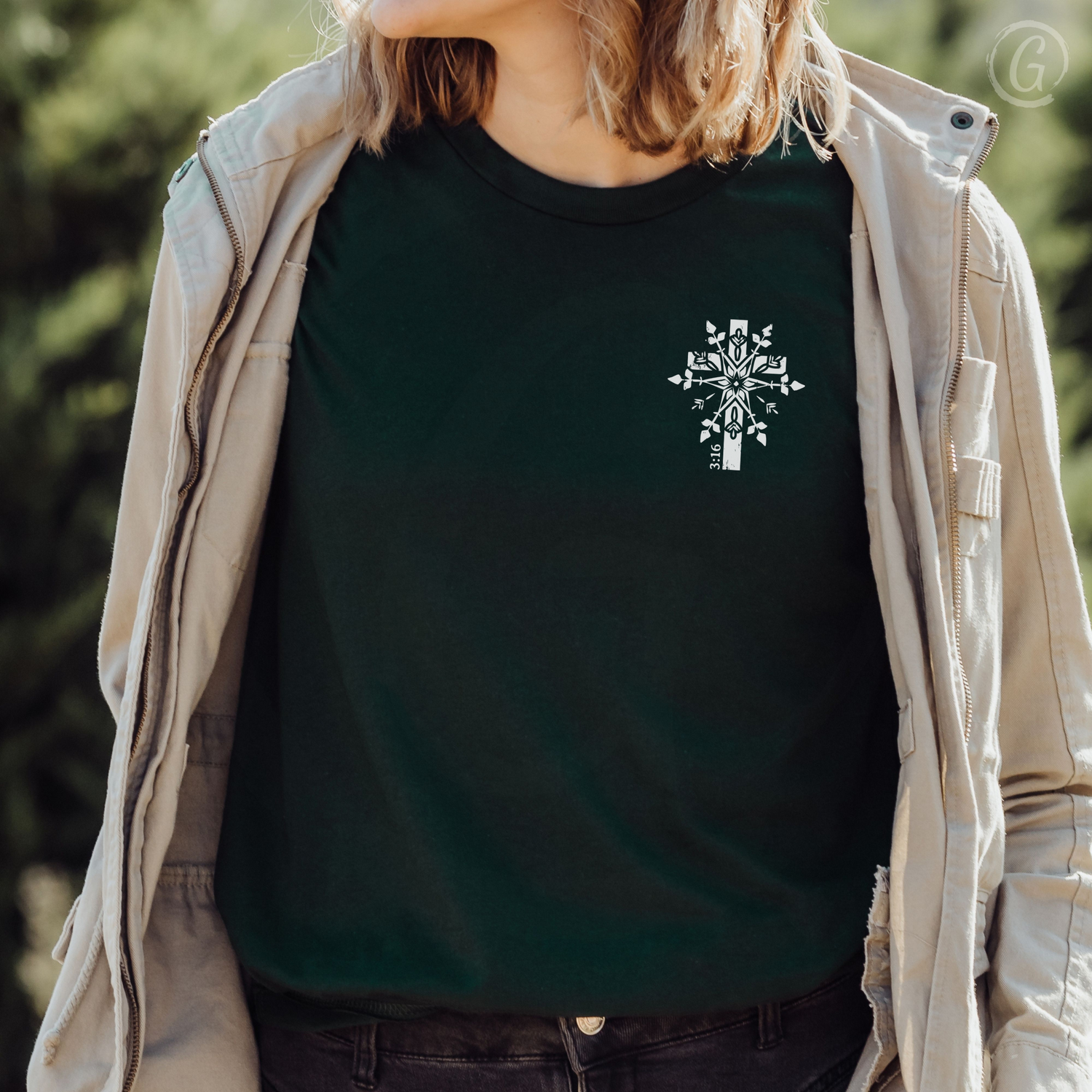 Snowflake Christmas Cross Unisex Christian T-Shirt