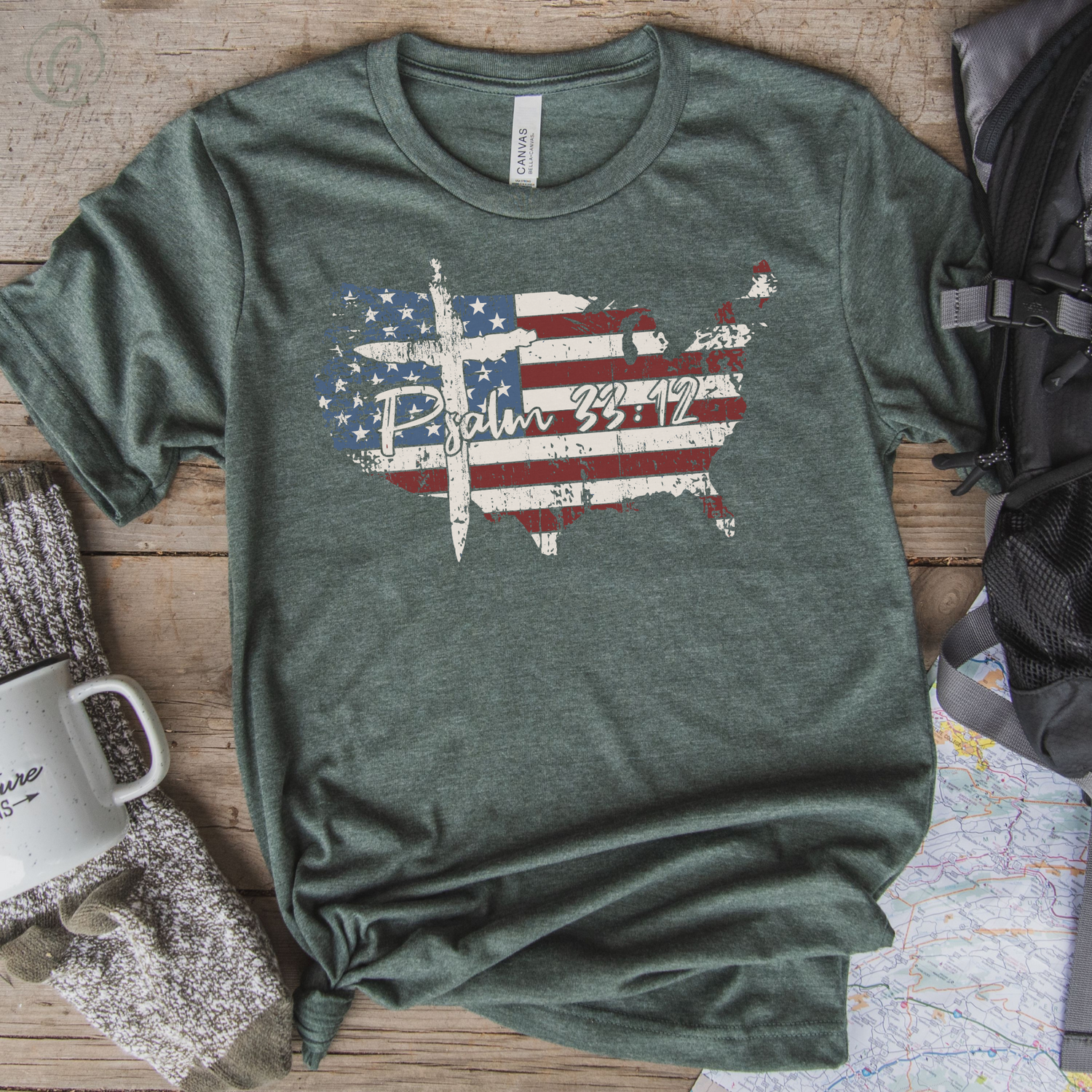 God &amp; Country Psalm 33:12 Unisex Christian T-Shirt