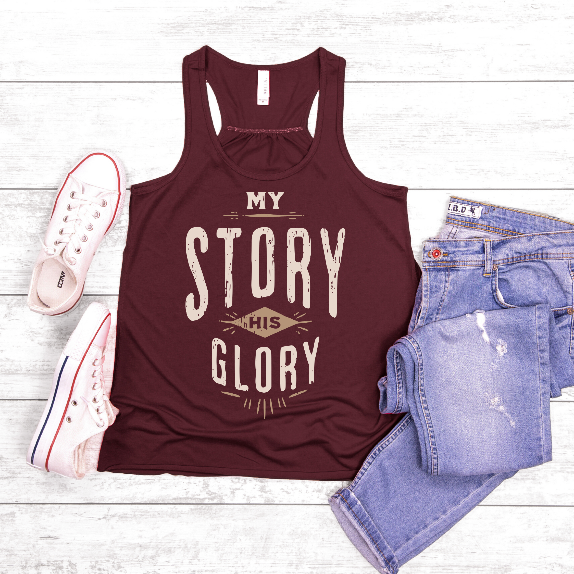 My Story His Glory Women’s Flowy Racerback Christian Tank