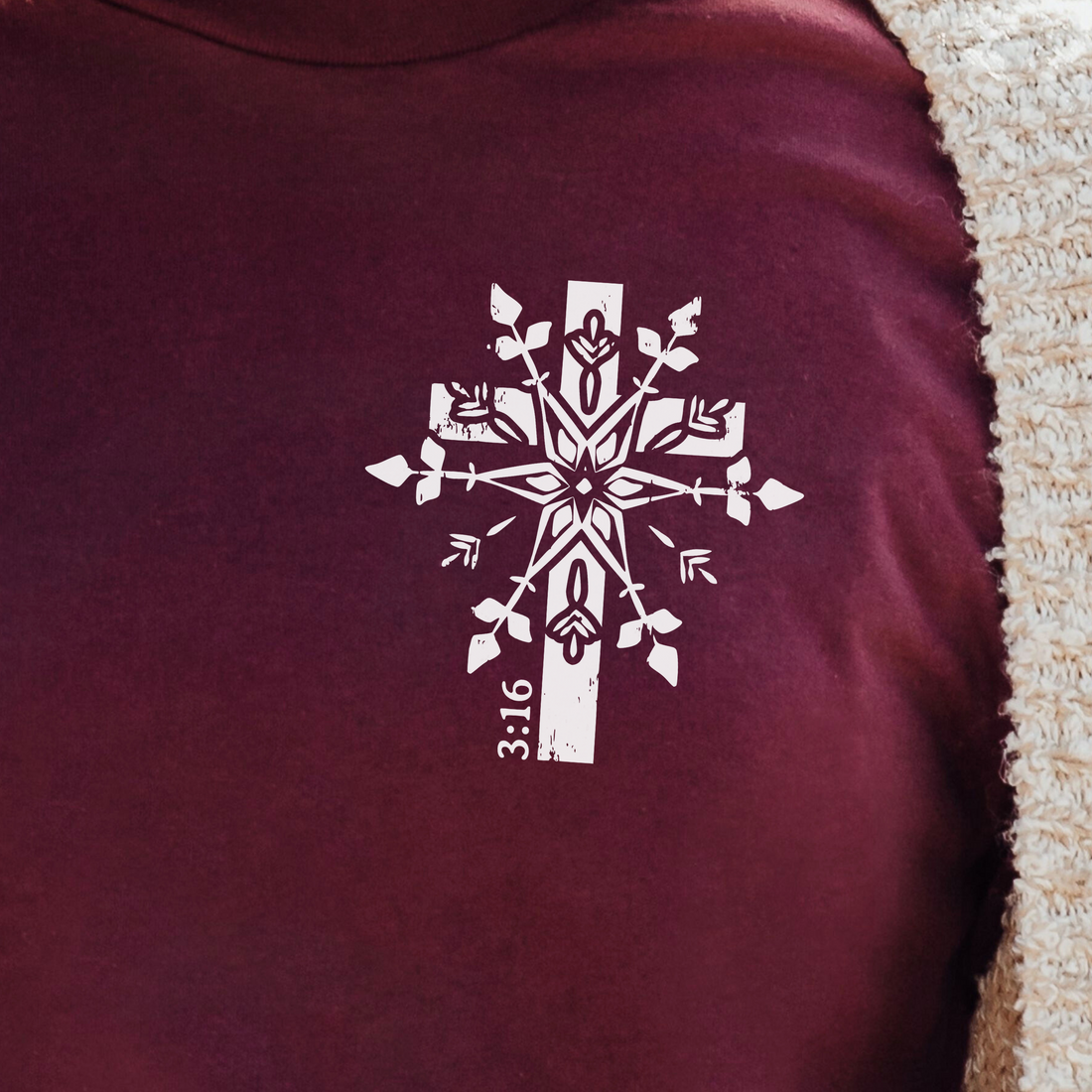 Snowflake Christmas Cross Unisex Christian T-Shirt