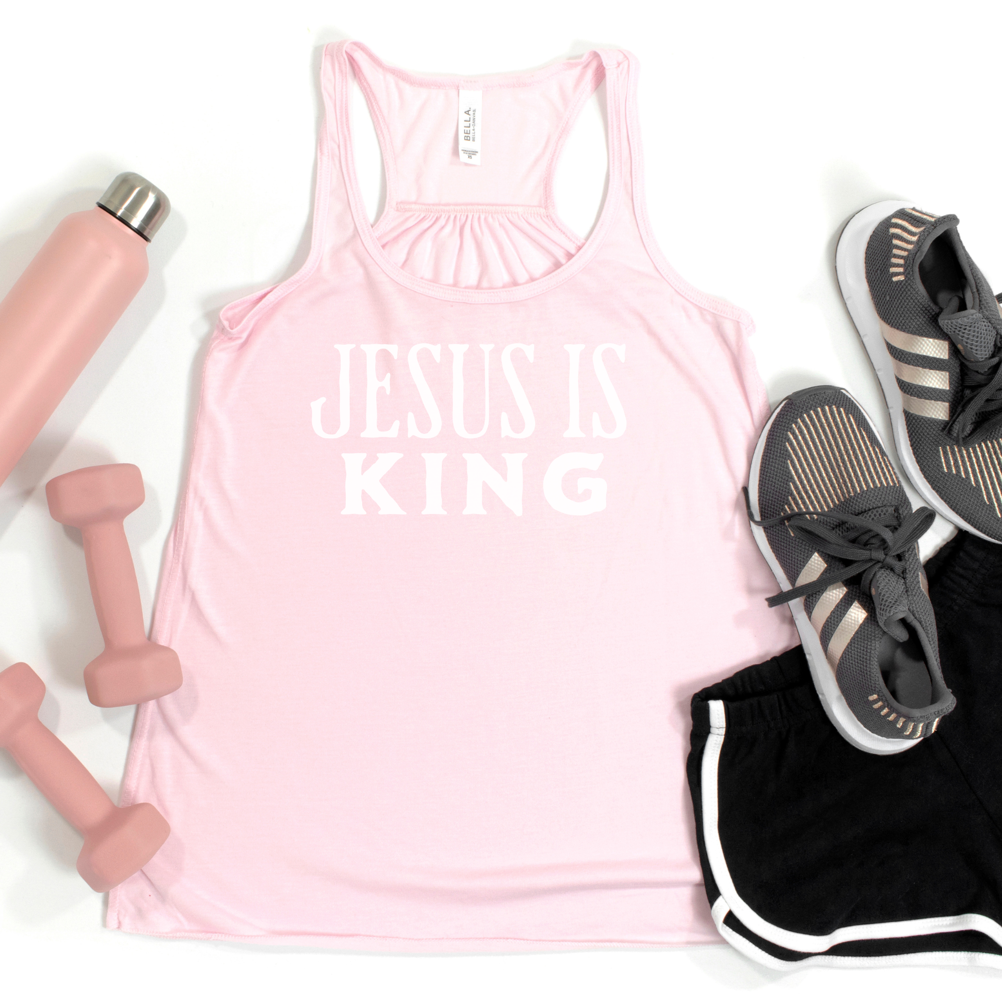Jesus Is King Flowy Racerback Christian Tank Top