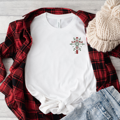 Snowflake Christmas Cross Unisex Christian T-Shirt