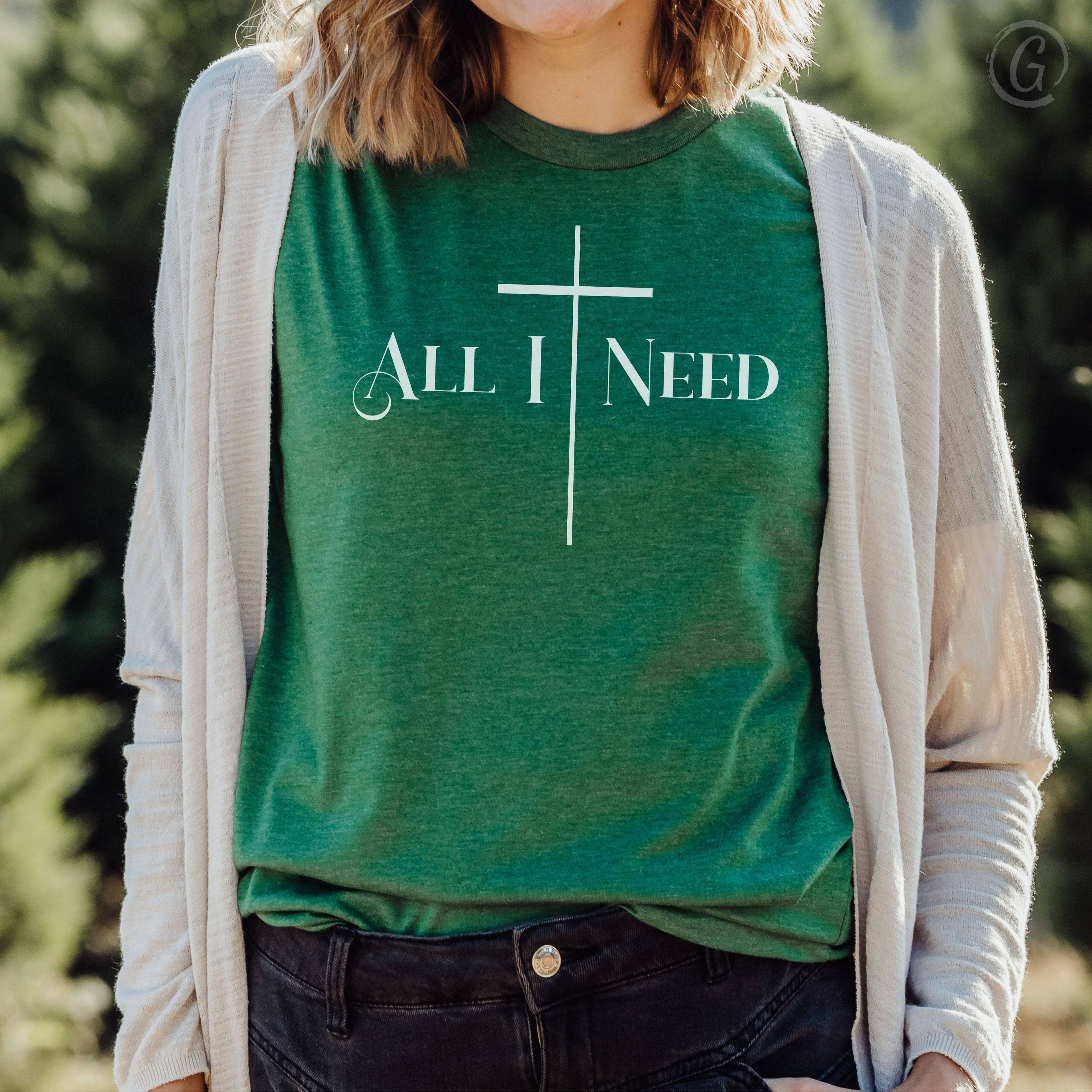 All I Need Philippians 4:12-13 Unisex T-Shirt Heathers Heather Grass Green