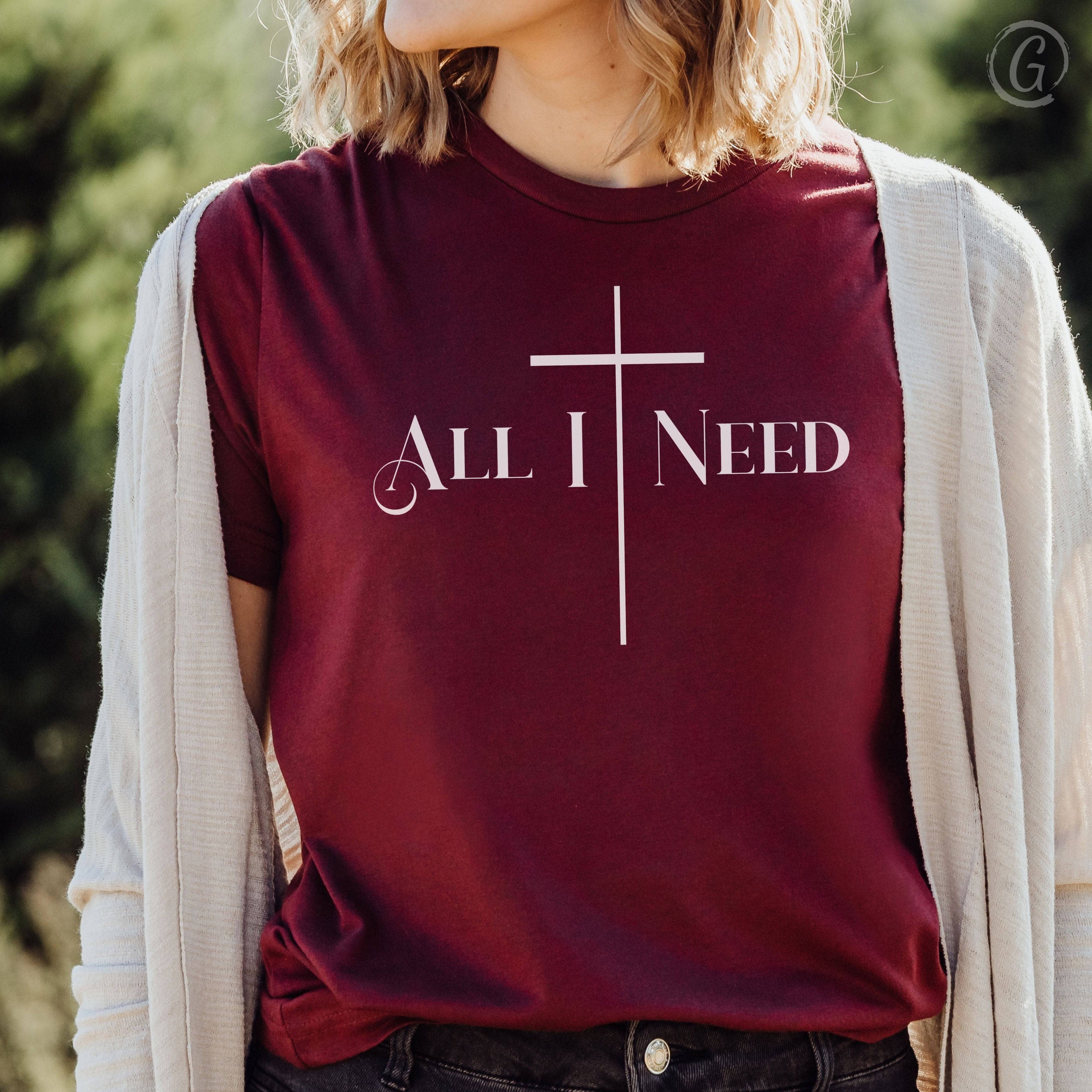 All I Need Philippians 4:12-13 Unisex T-Shirt Heathers Heather Cardinal