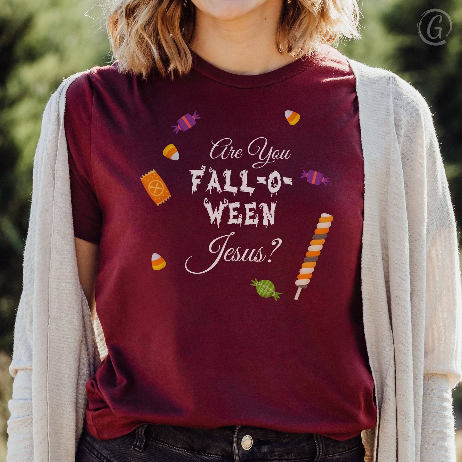 Are You Fall-O-Ween Jesus? Unisex T-Shirt Heathers Heather Cardinal