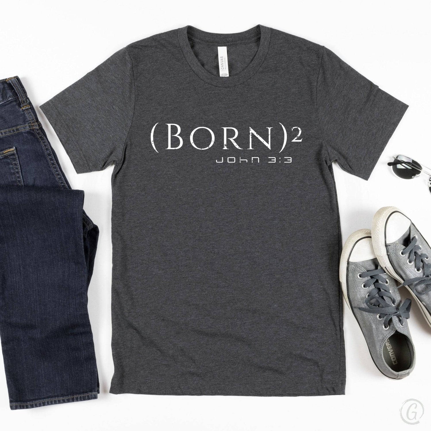 (Born)² John 3:3 Unisex T-Shirt Heathers Dark Grey Heather