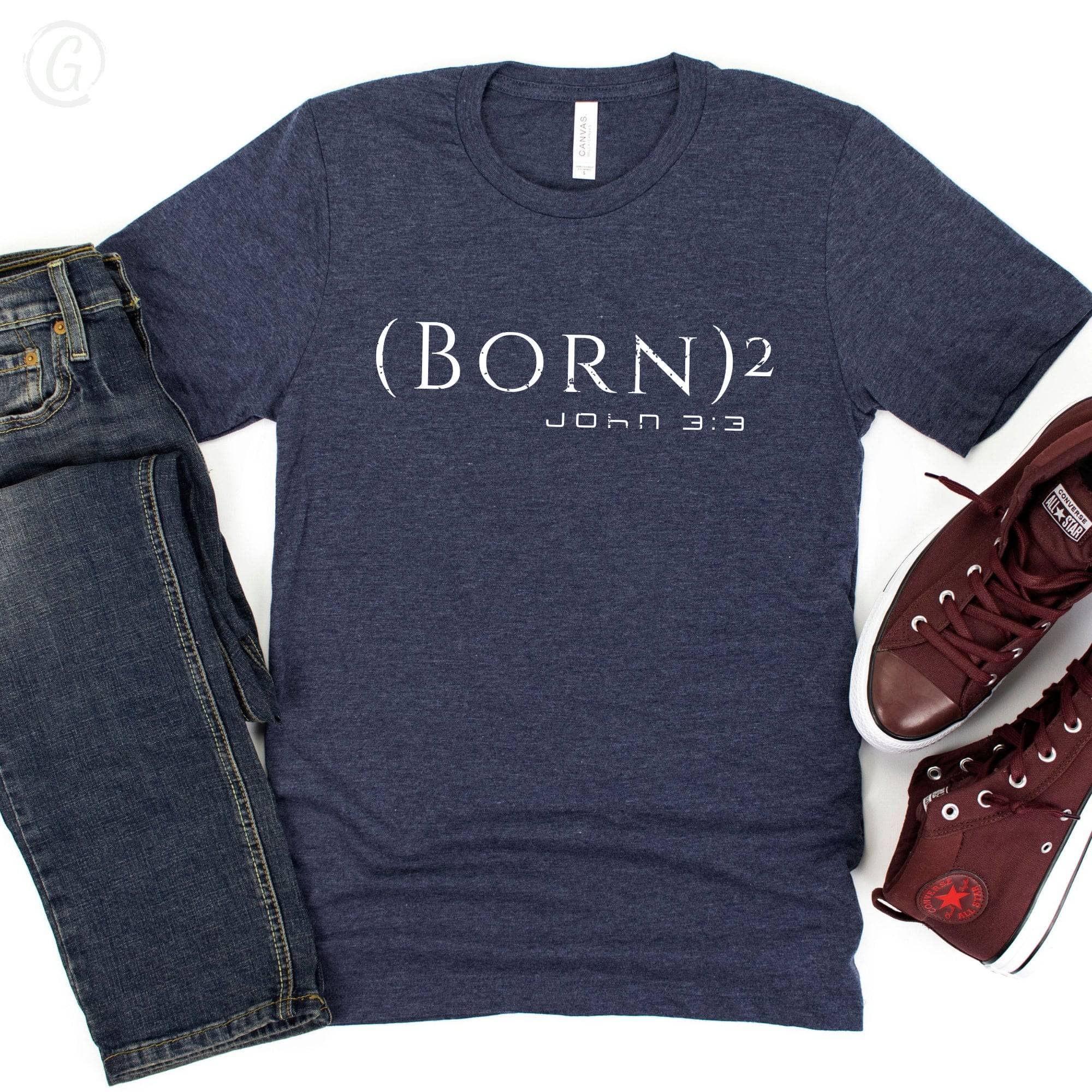 (Born)² John 3:3 Unisex T-Shirt Heathers Heather Midnight Navy