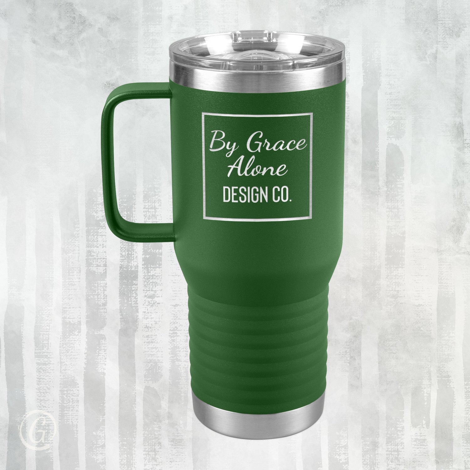 By Grace Alone Design Co. Logo 20oz Travel Tumbler Green