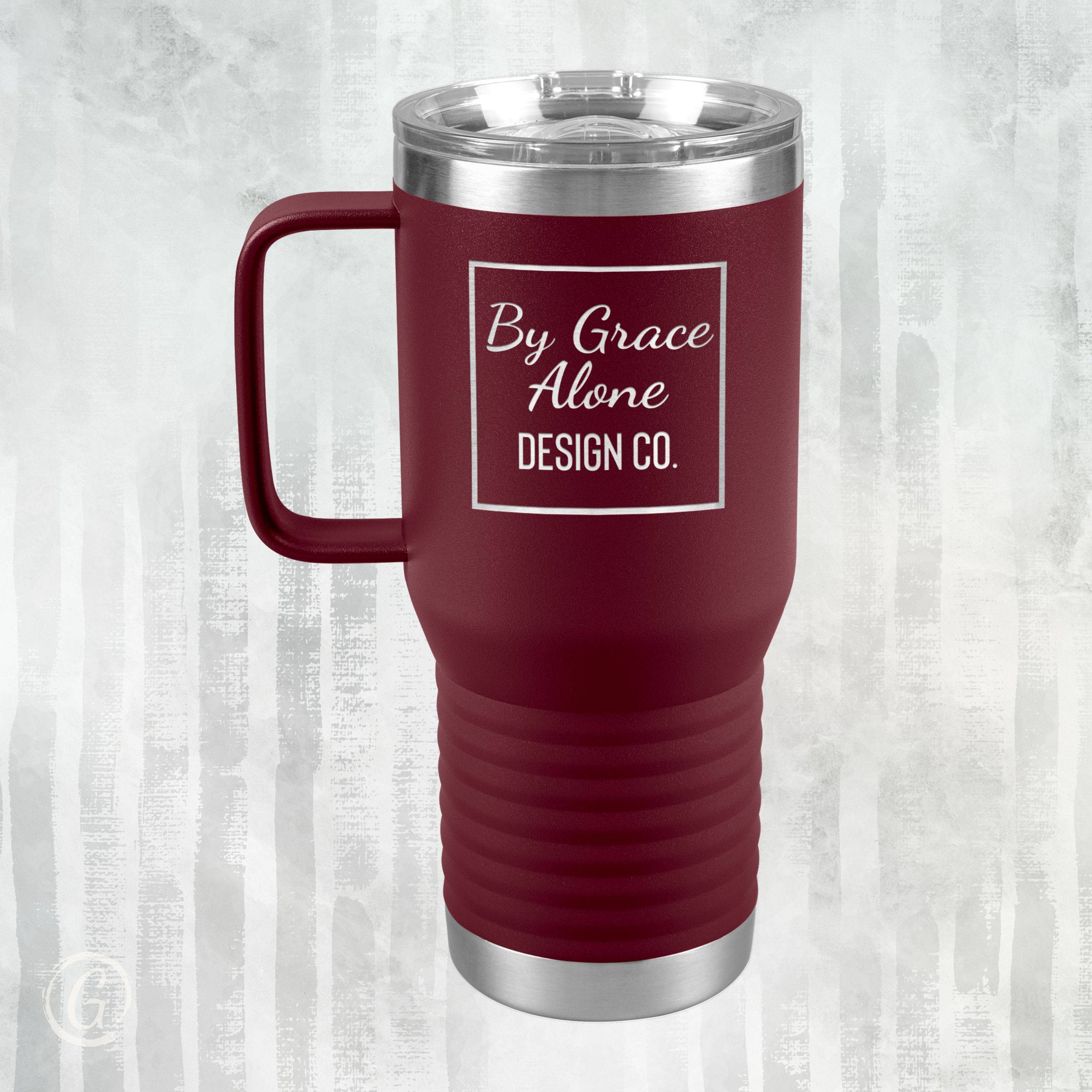 By Grace Alone Design Co. Logo 20oz Travel Tumbler Maroon