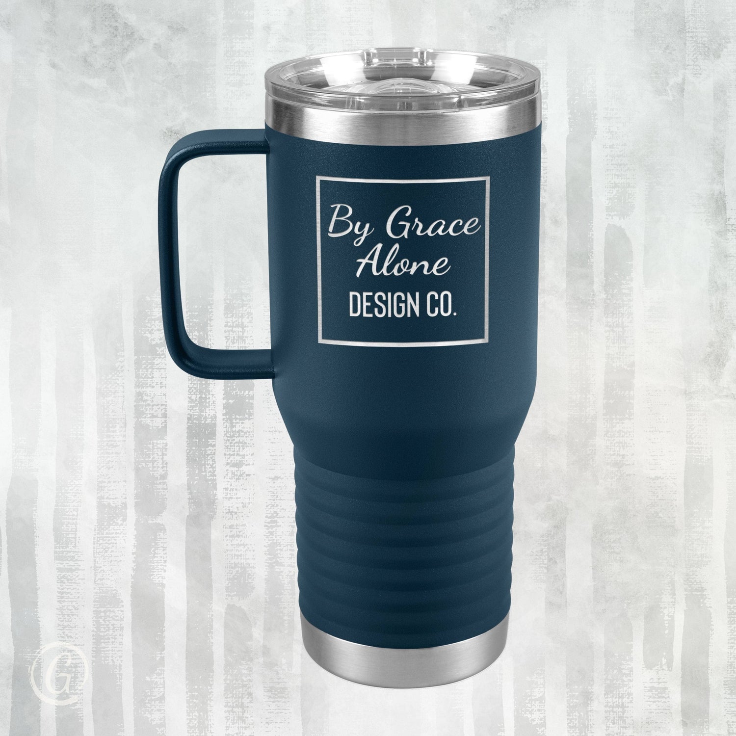 By Grace Alone Design Co. Logo 20oz Travel Tumbler Navy