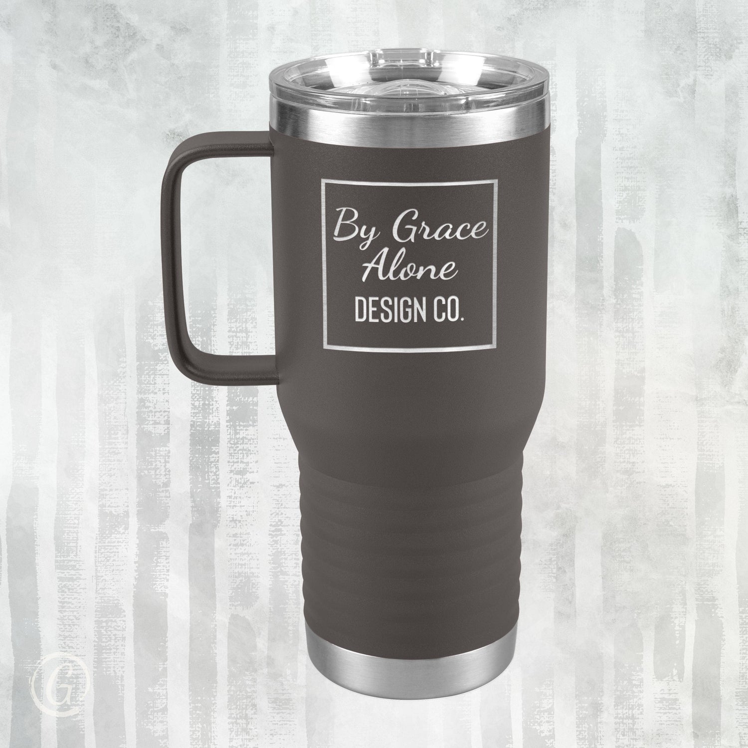 By Grace Alone Design Co. Logo 20oz Travel Tumbler Pewter