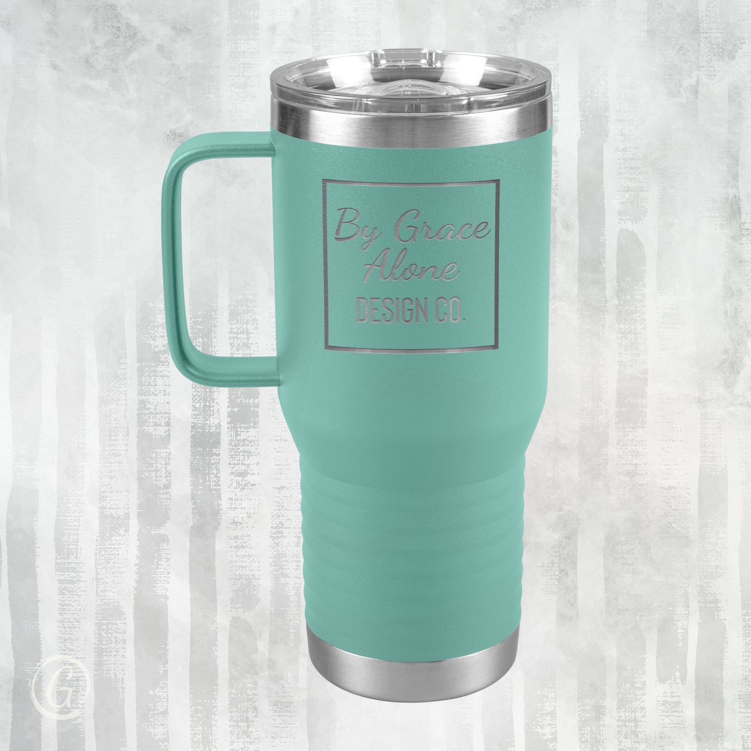 By Grace Alone Design Co. Logo 20oz Travel Tumbler Teal