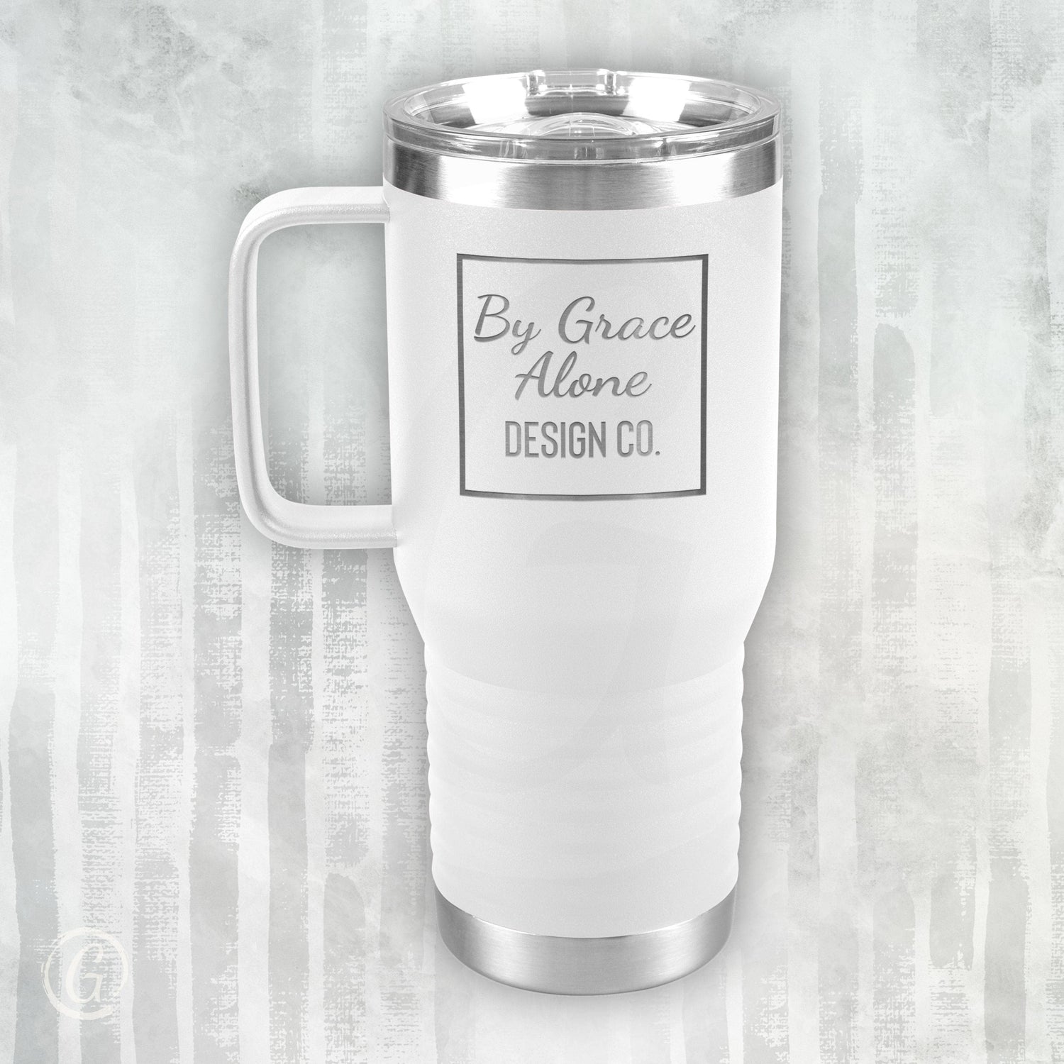 By Grace Alone Design Co. Logo 20oz Travel Tumbler White