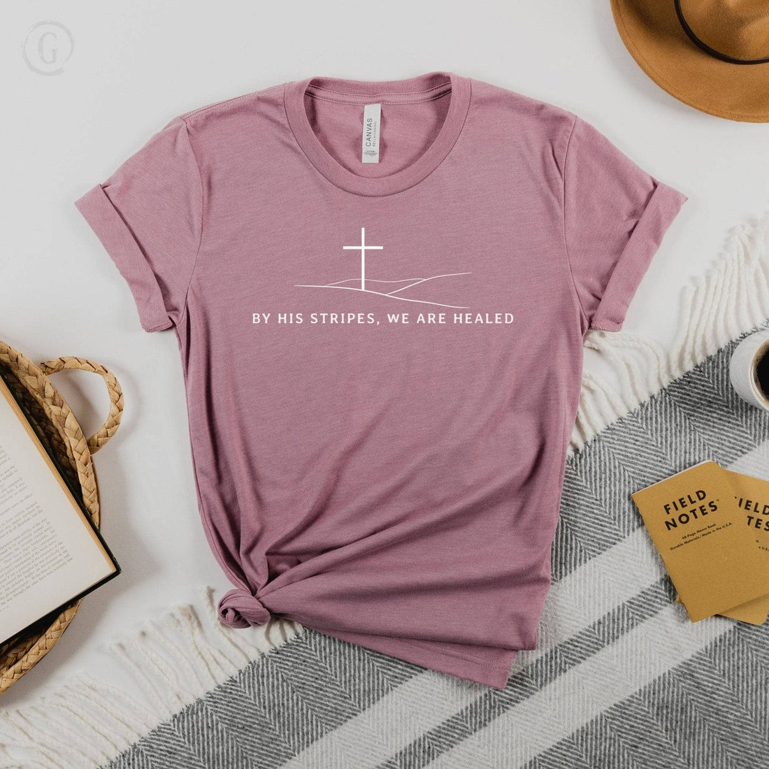 By His Stripes, We Are Healed Isaiah 53:5 Unisex T-Shirt Heathers Heather Orchid