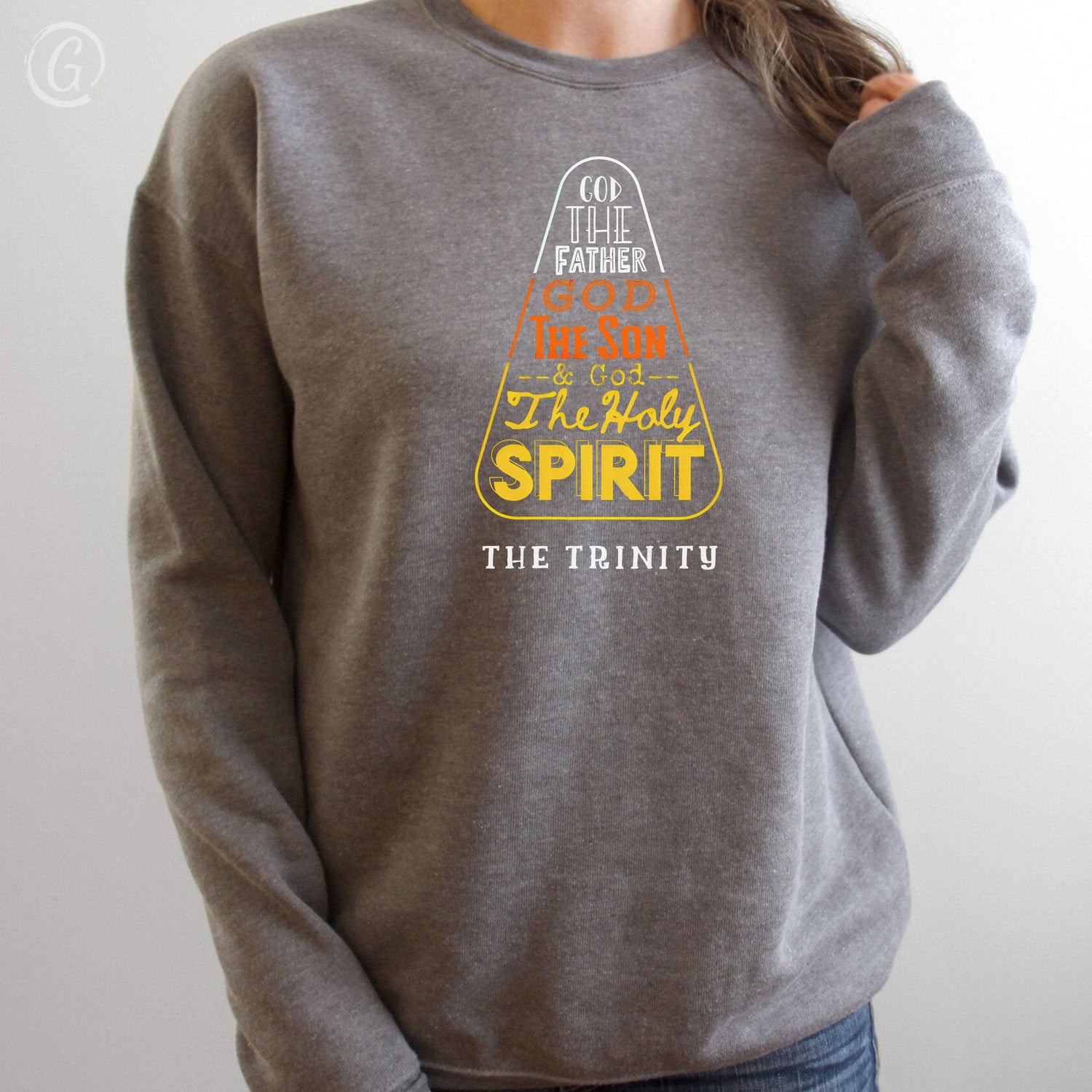 Candy Corn Trinity Premium Unisex Sweatshirt Deep Heather