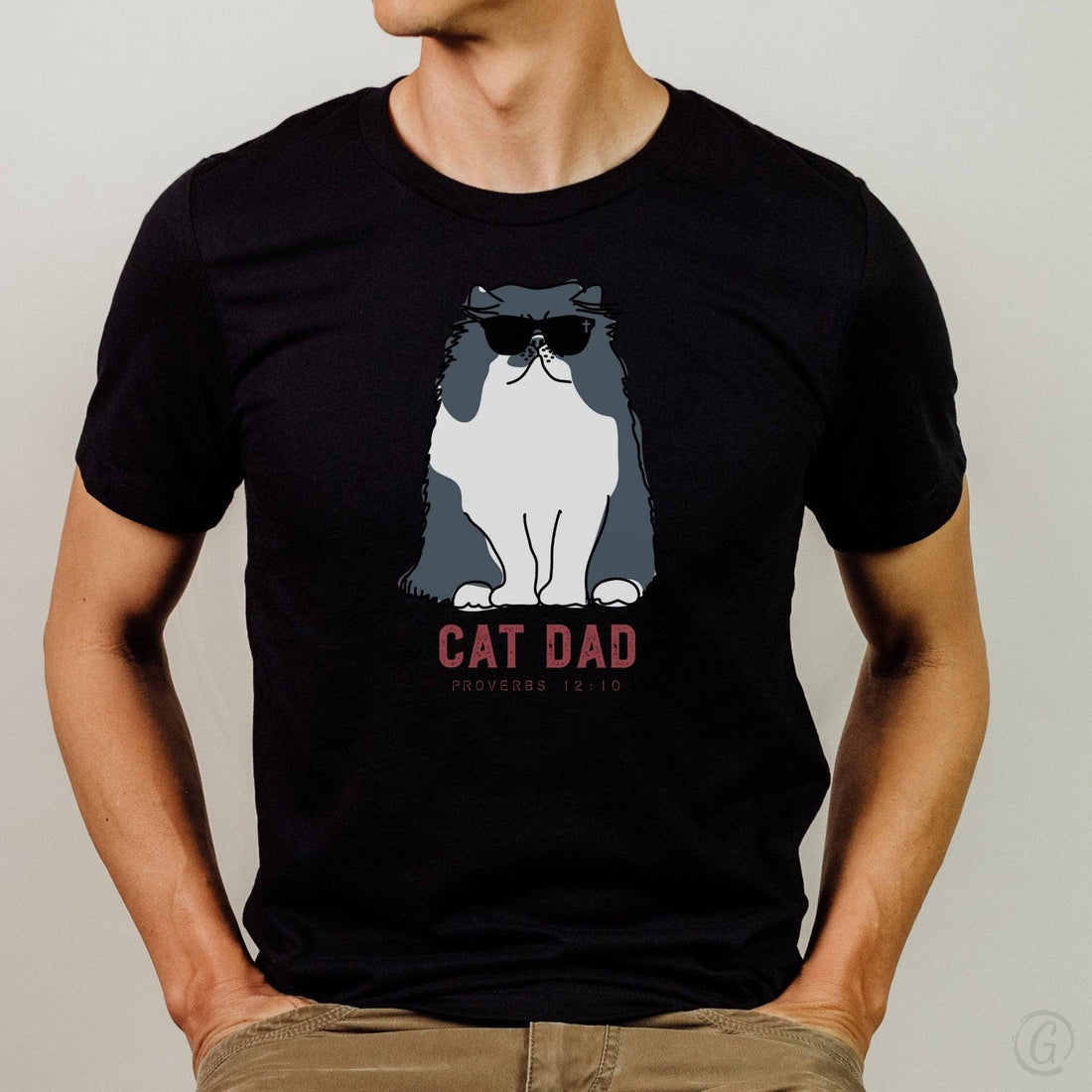 Cat Dad Proverbs 12:10 Unisex T-Shirt Classics Black