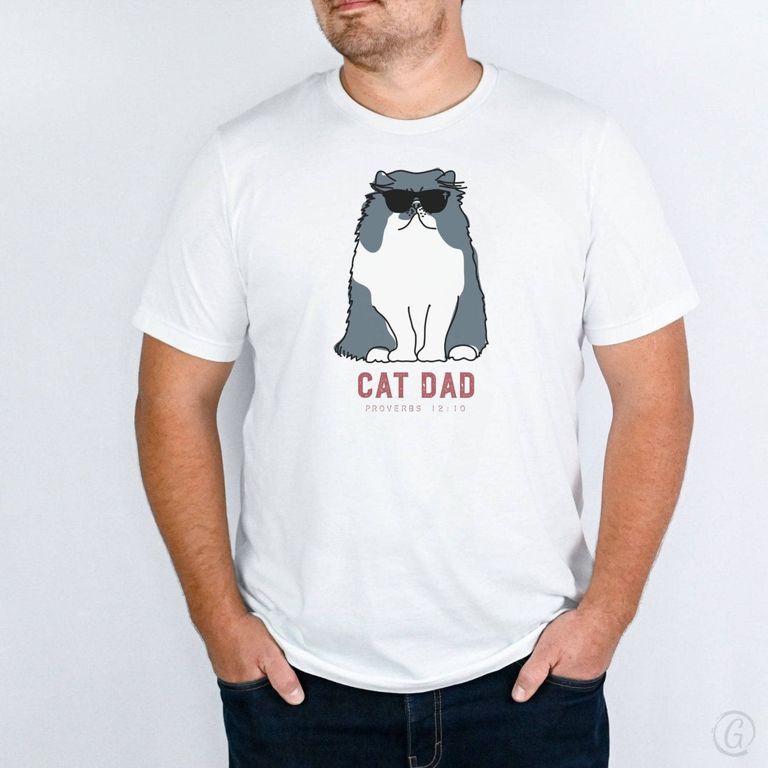 Cat Dad Proverbs 12:10 Unisex T-Shirt Classics White