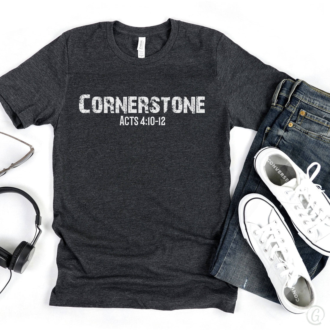 Cornerstone Acts 4:10-12 Unisex T-Shirt Heathers Dark Grey Heather