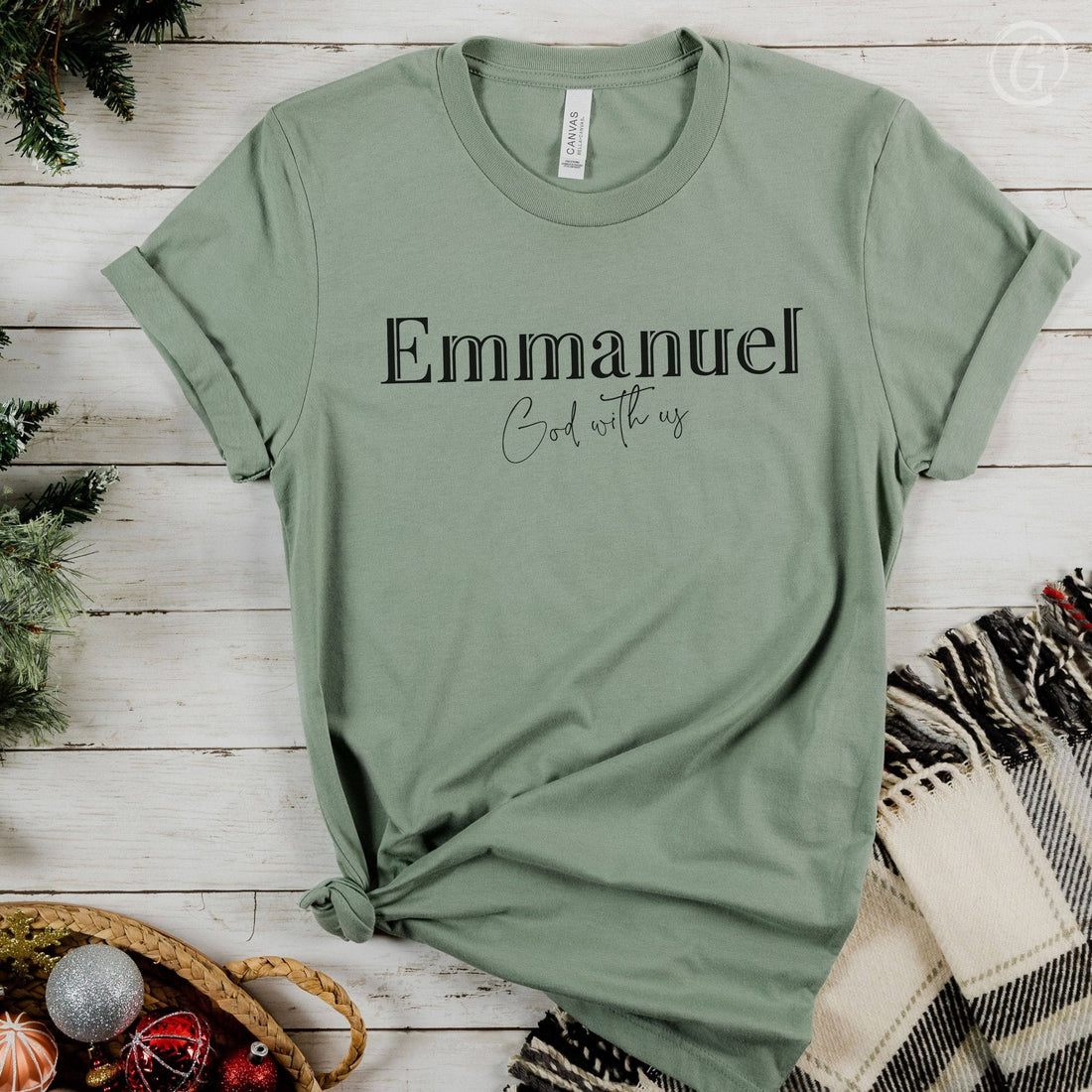 Emmanuel God With Us Unisex T-Shirt Heathers Heather Sage