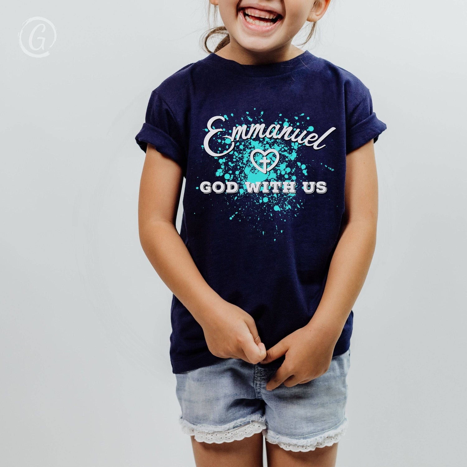 Emmanuel God With Us Youth T-Shirt Navy