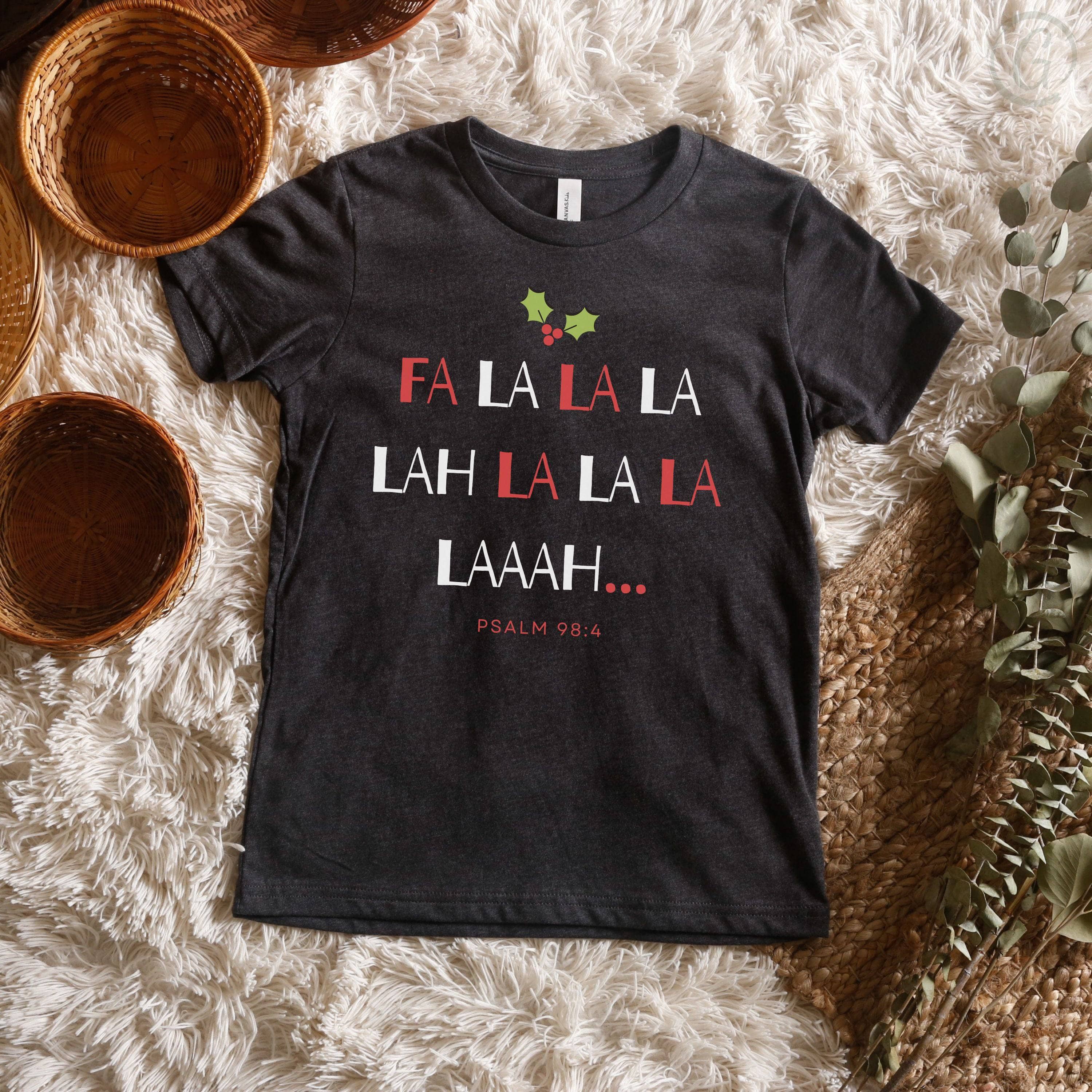 Fa La La... Christmas Youth T-Shirt Dark Grey Heather