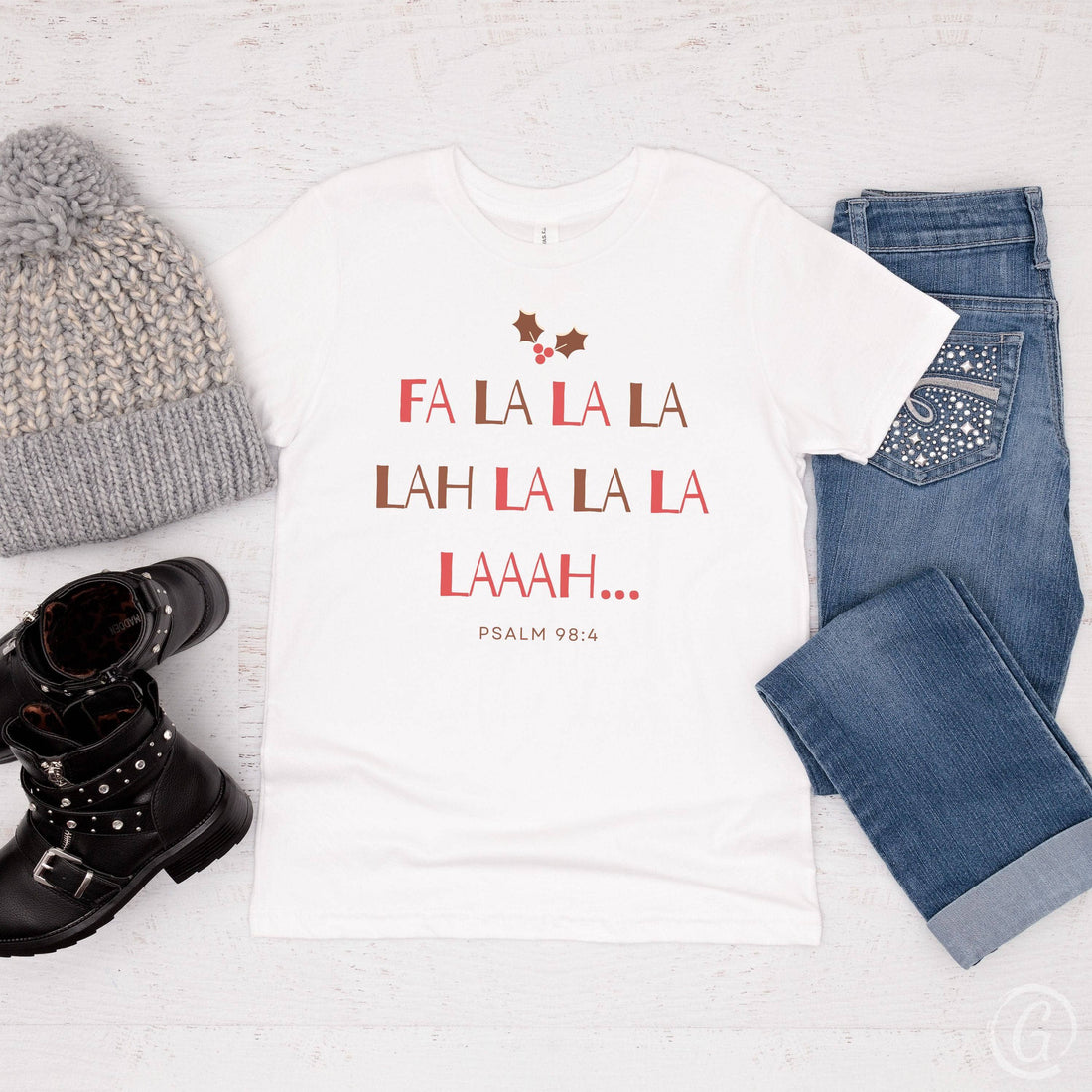 Fa La La... Christmas Youth T-Shirt White