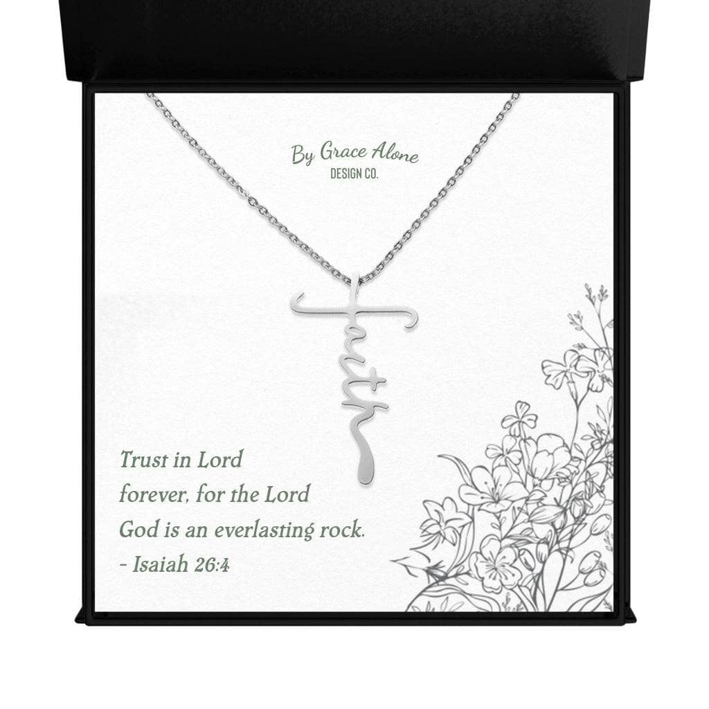 Faith Cross Necklace Texture Magnetic Box Stainless Steel