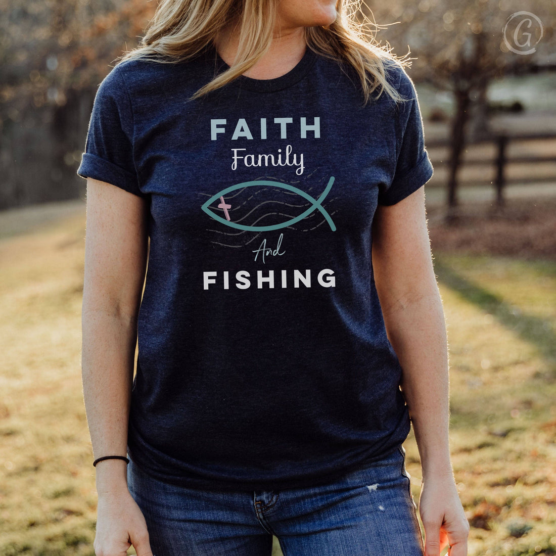 Faith Family And Fishing Unisex T-Shirt Heather Navy